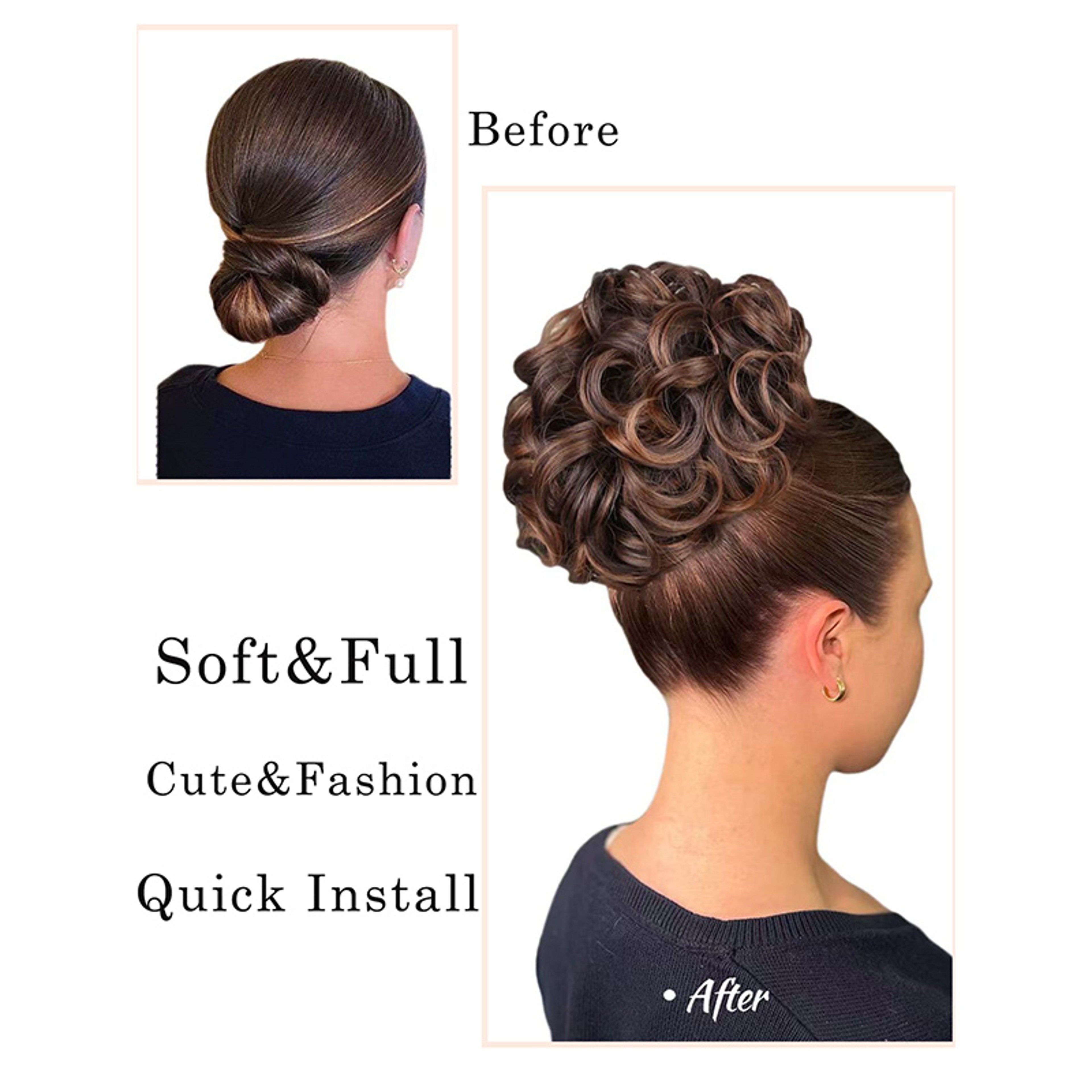 Messy Curly Bun Hair Extension Clip In Chignon Hairpiece For Instant Volume 3