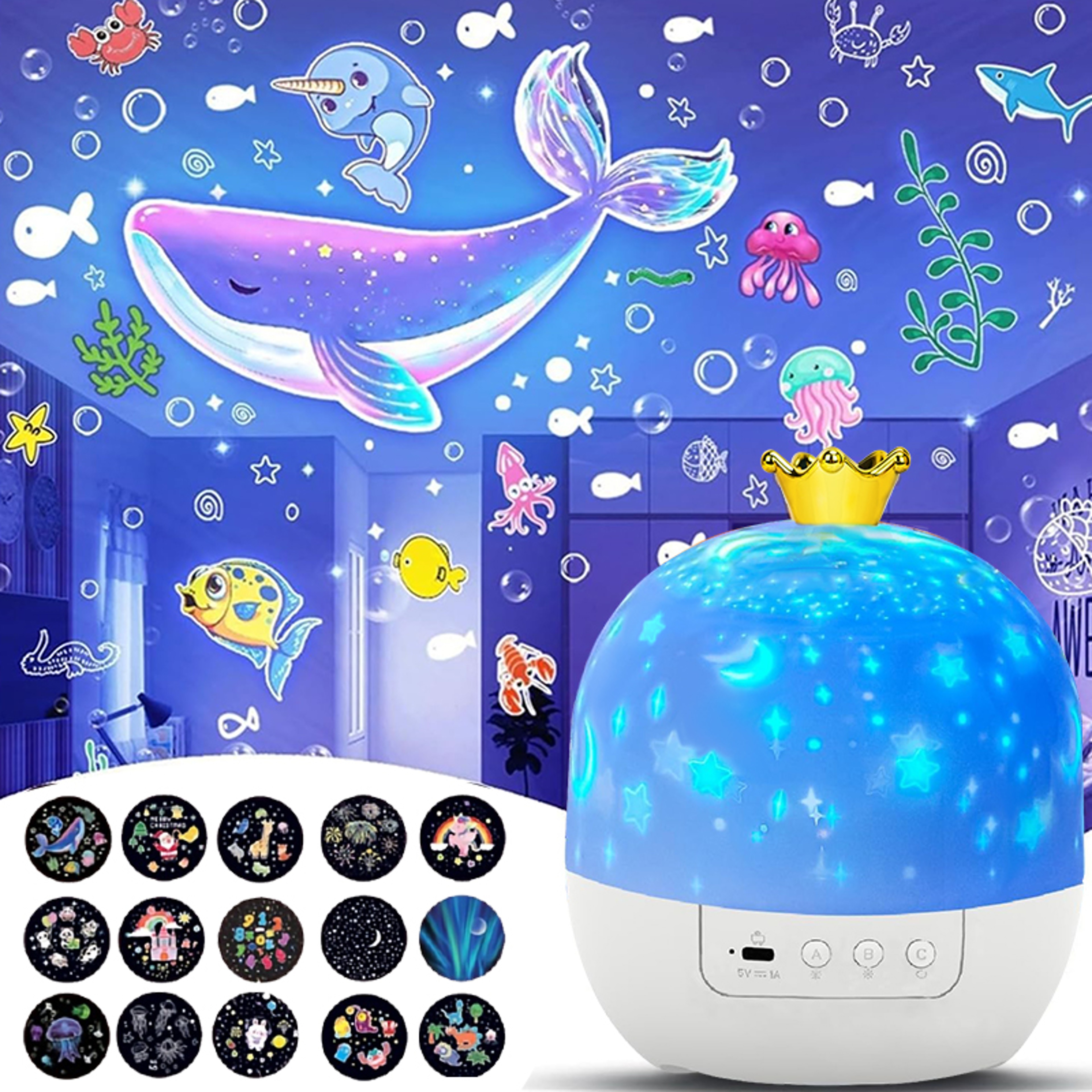 Ocean Star Projector Night Light for Kids with Ceiling Rotation – view 1