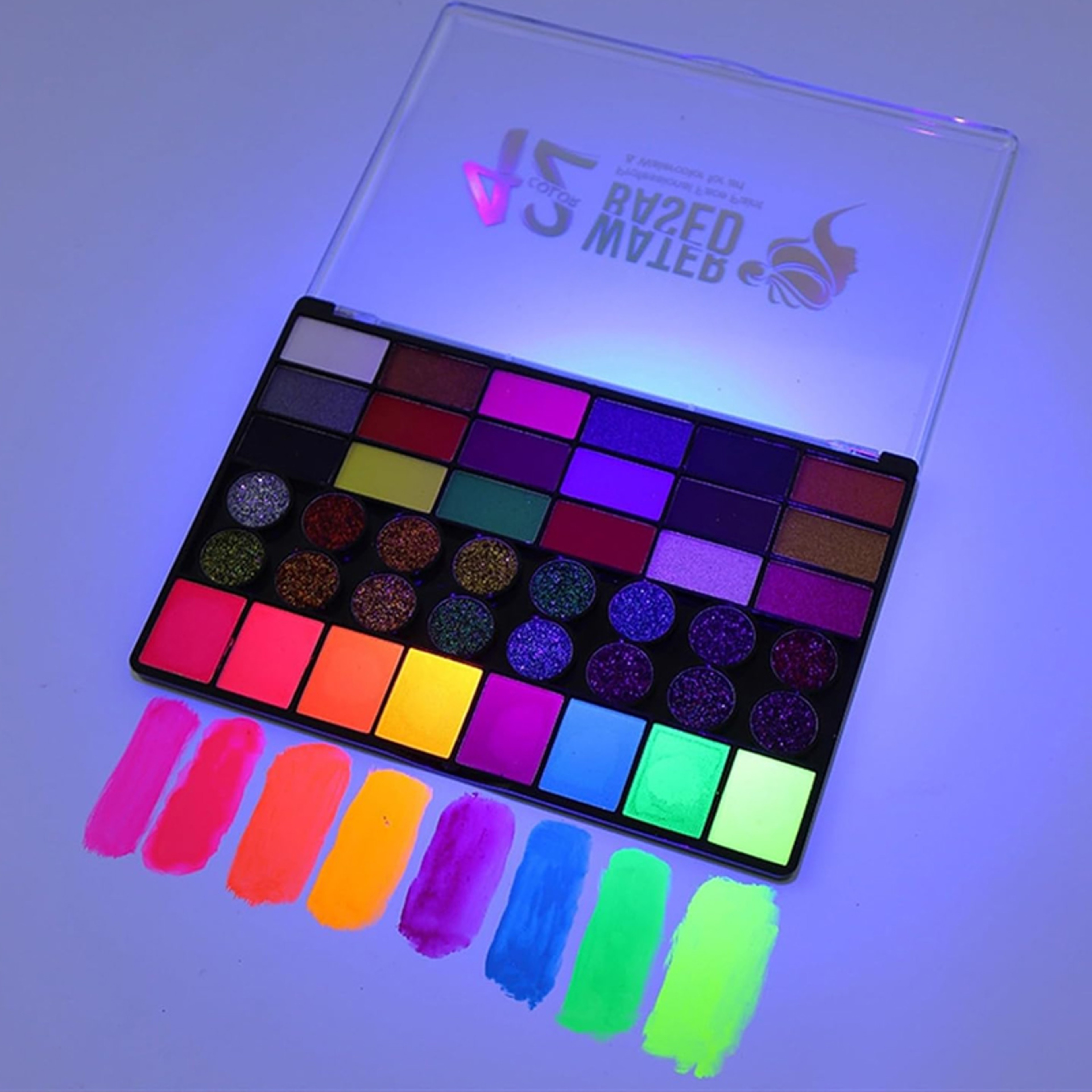 UV Neon Face Body Paint Set Water Soluble Glitter Makeup Palette – view 3