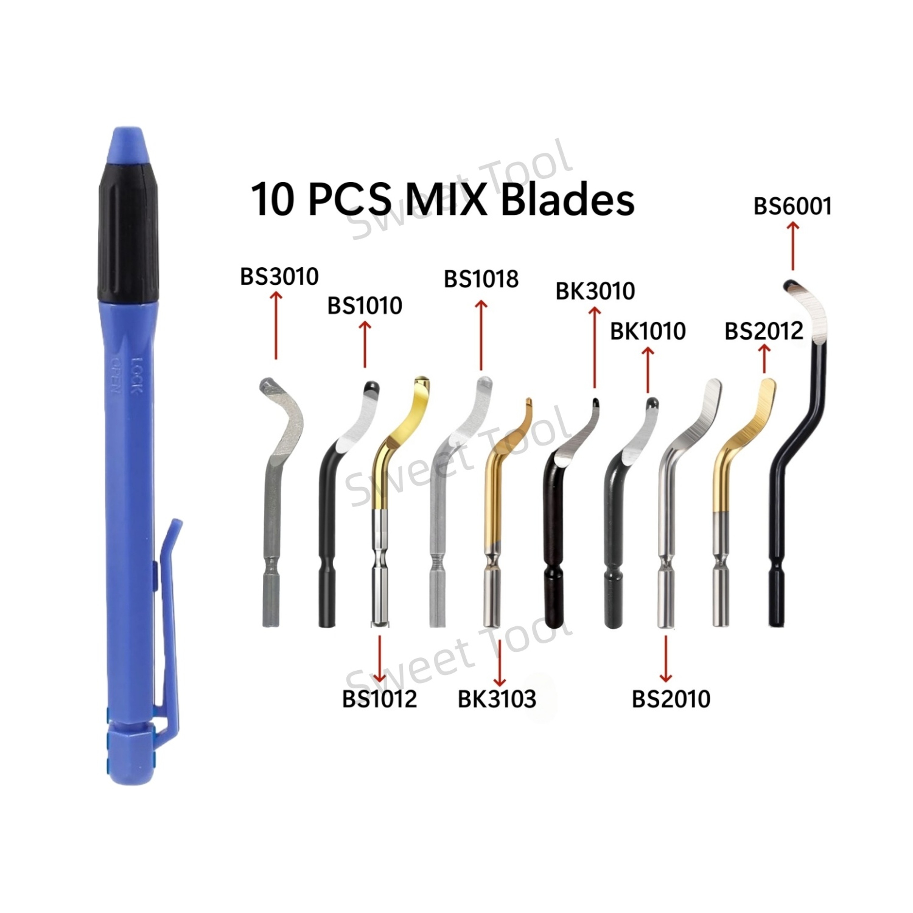 Hand Deburring Tool Set with Replacement Blades for Metal Plastic Wood and Printing – view 1