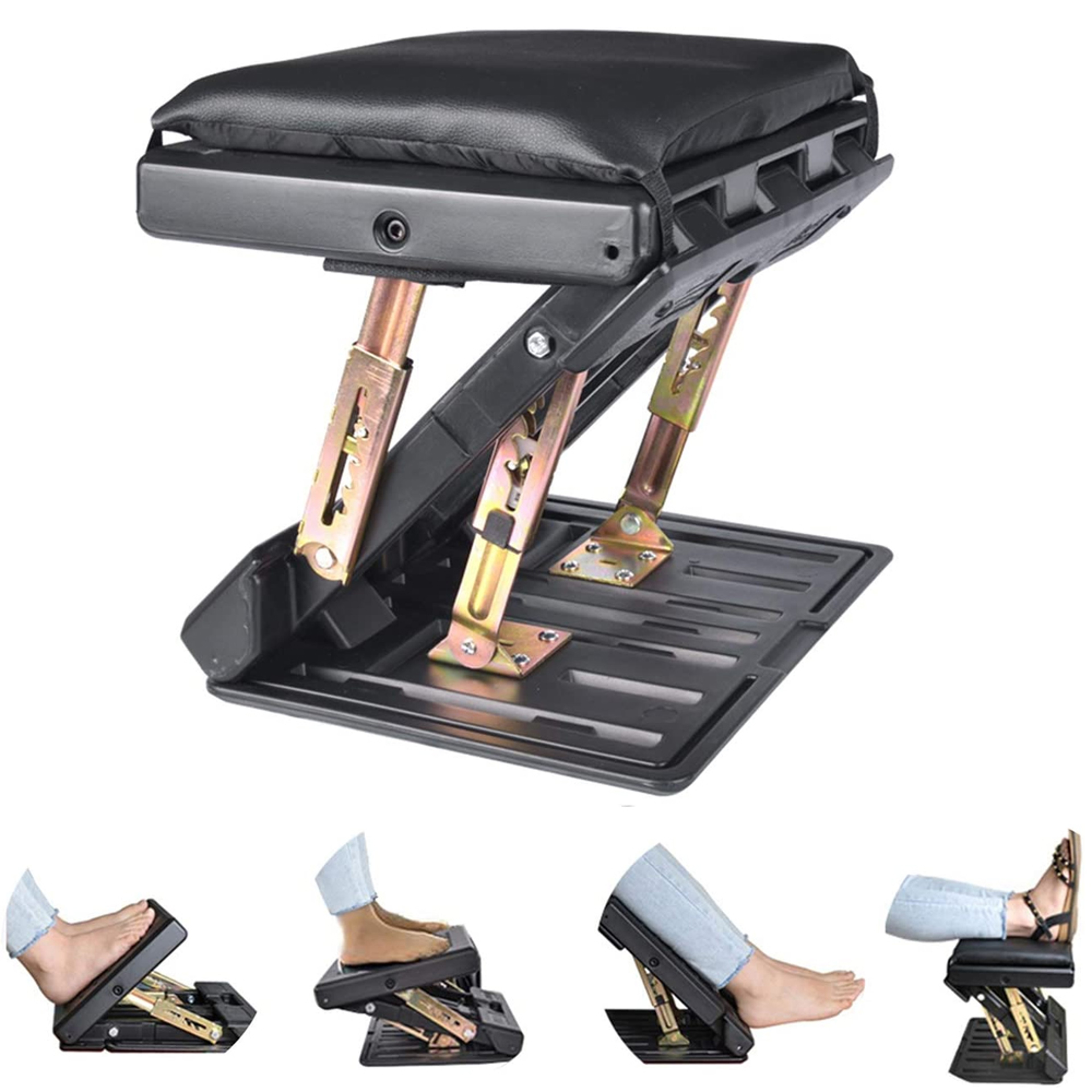 Adjustable Under Desk Footrest with Soft Pad Massage Beads and Four Level Height Support – view 7