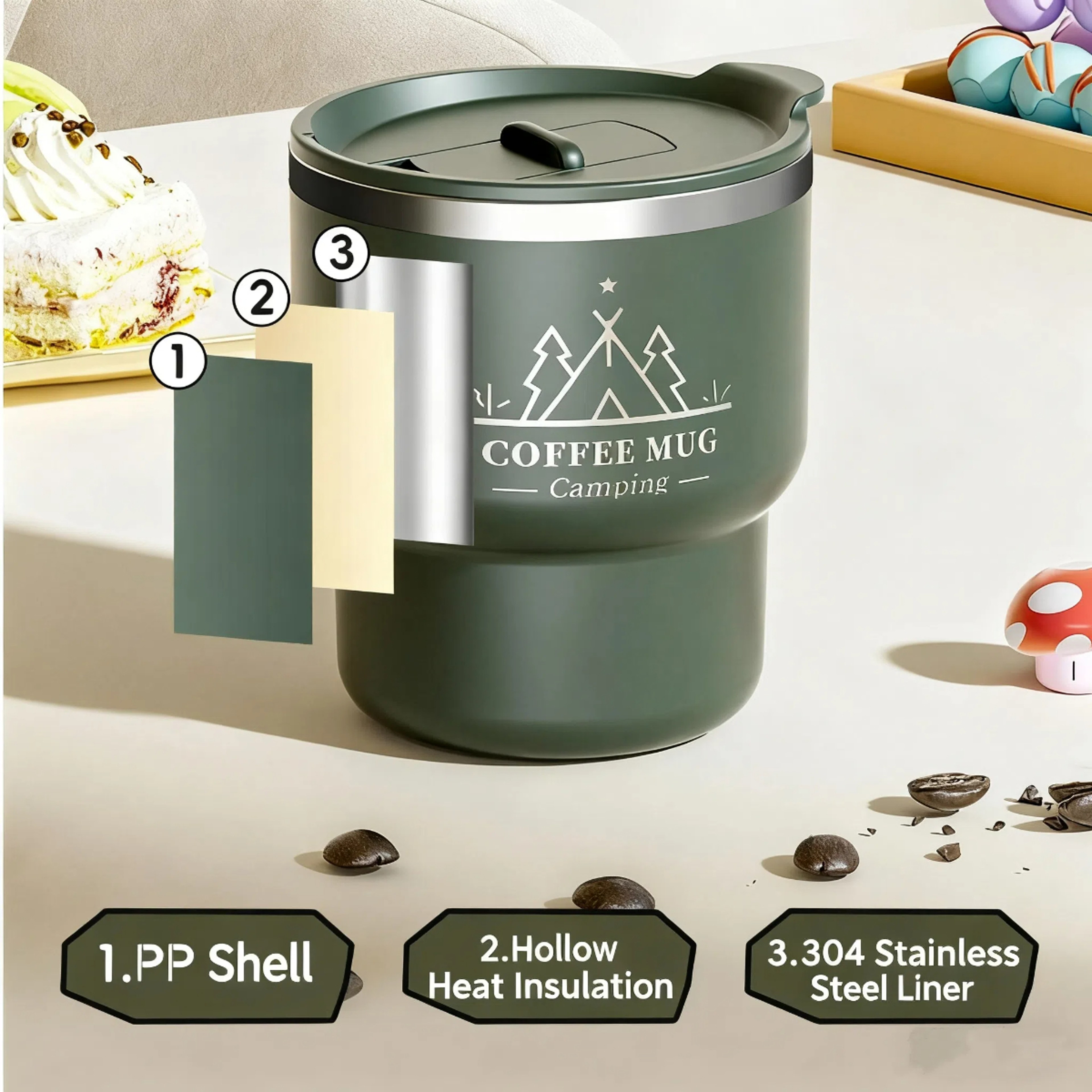 Insulated Coffee Mug Leakproof Stainless Steel Thermal Cup – view 4