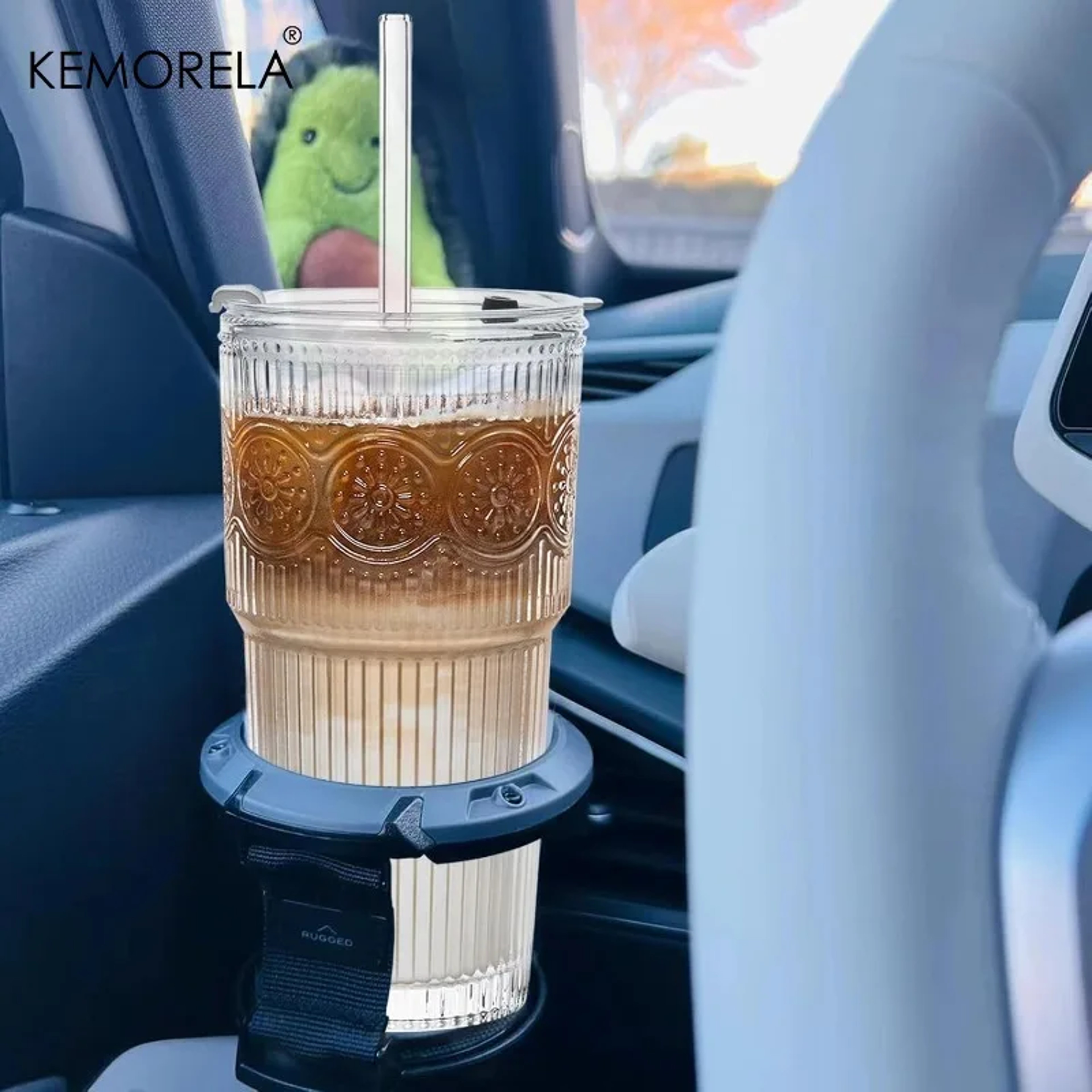 Floral Glass Tumbler With Lid And Straw For Iced Coffee Juice And Daily Drinks 4