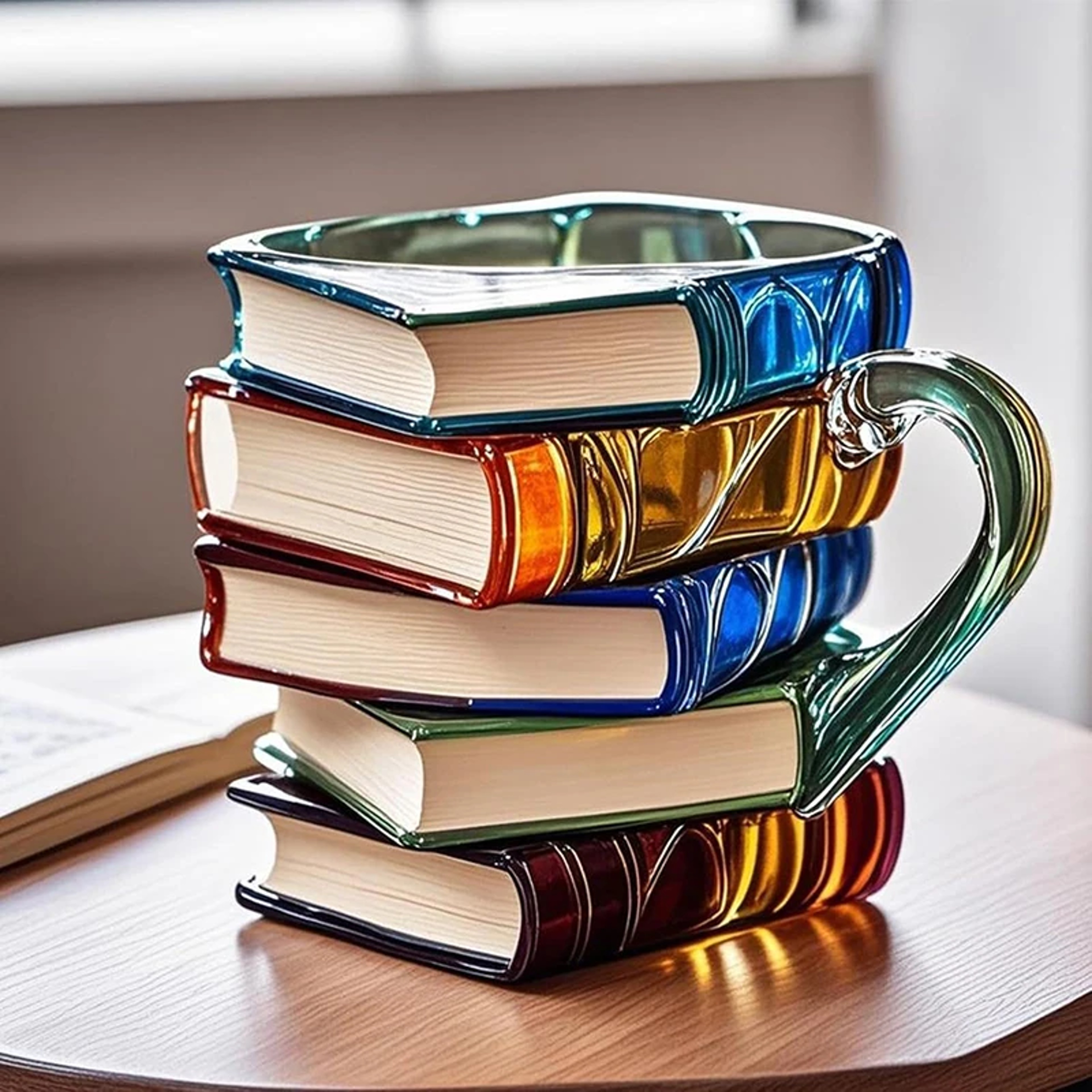 Stained Glass Book Mug Painted Coffee Cup for Book Lovers – view 1