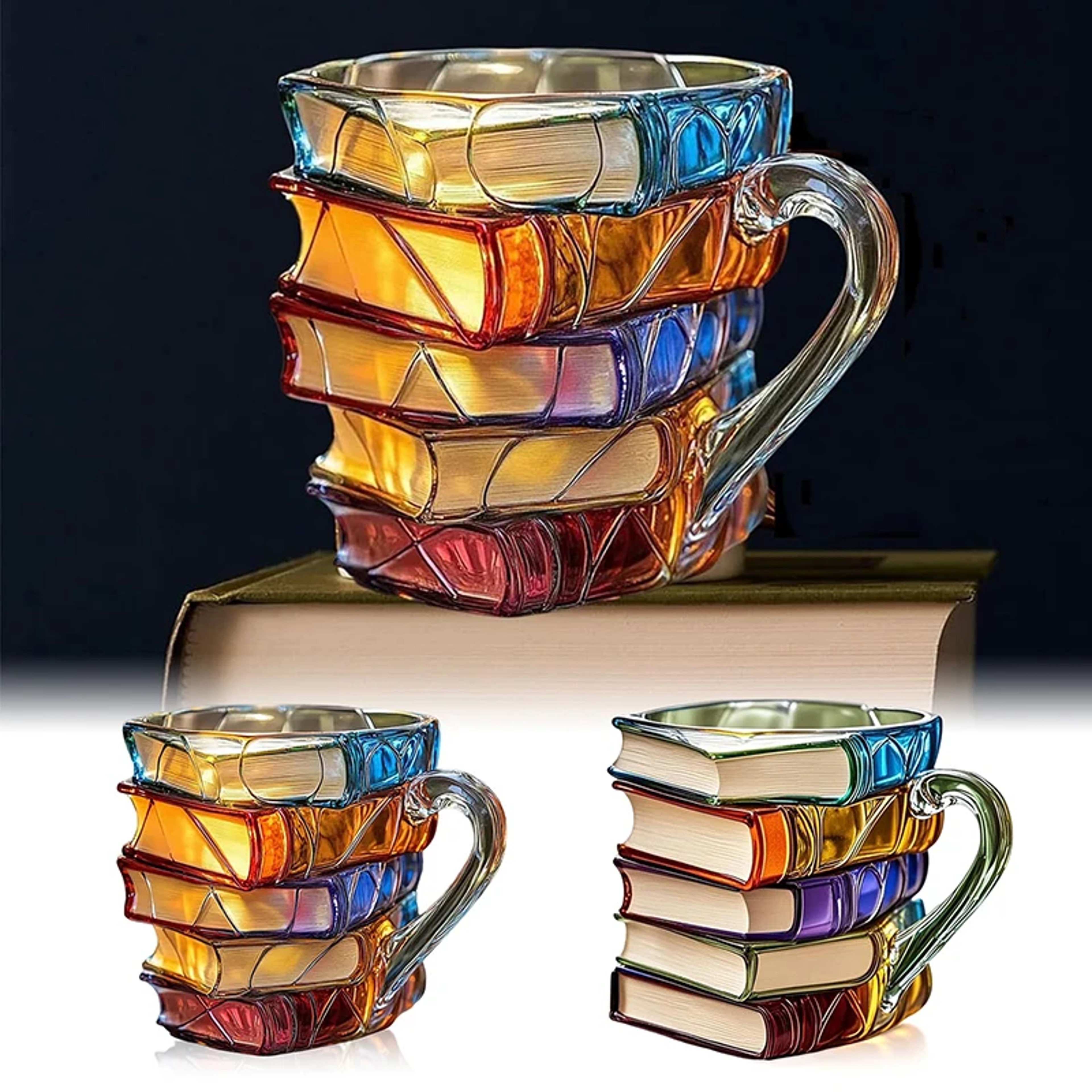Stained Glass Book Mug Painted Coffee Cup for Book Lovers – view 4