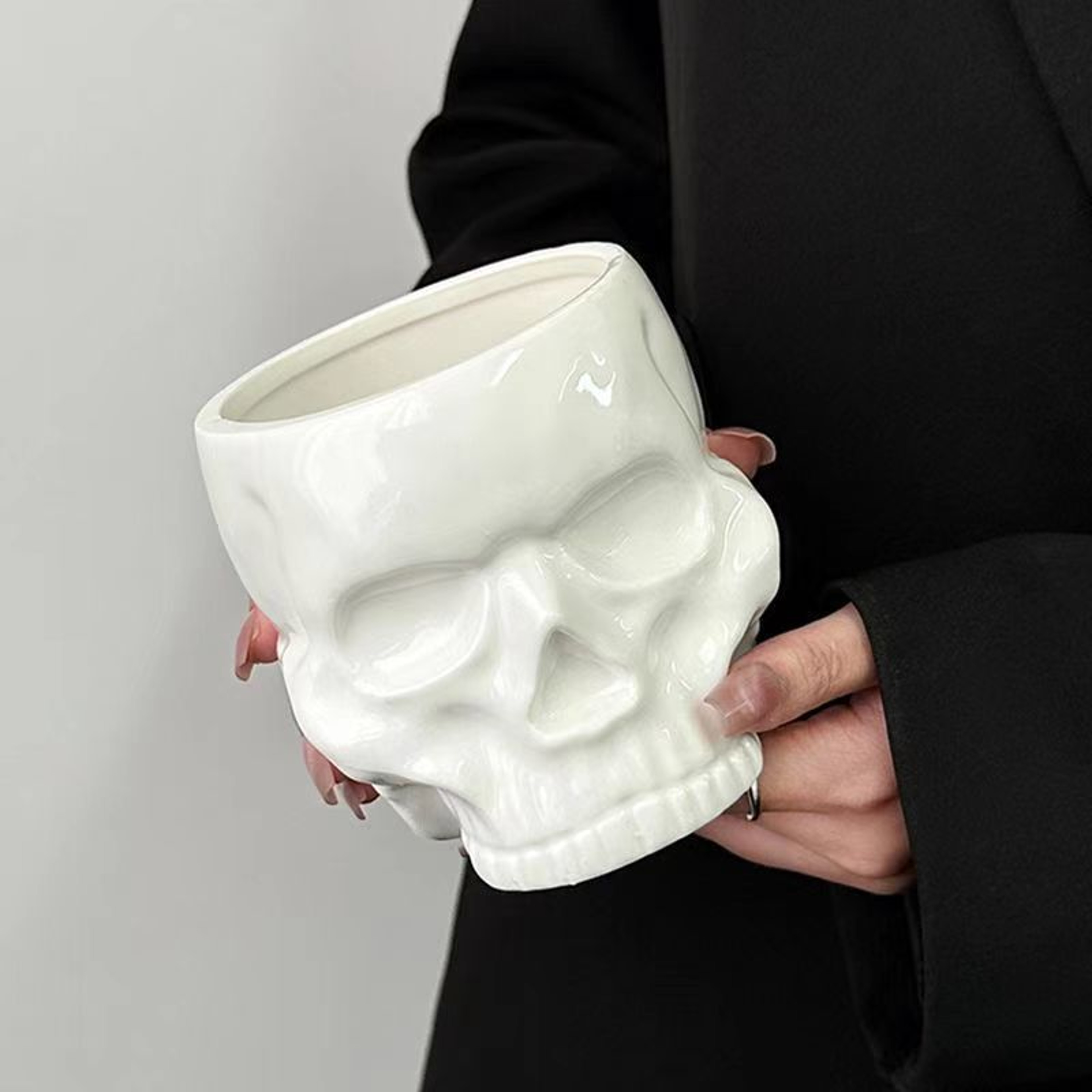Large Ceramic Skull Mug Gothic Coffee Cocktail Cup 0