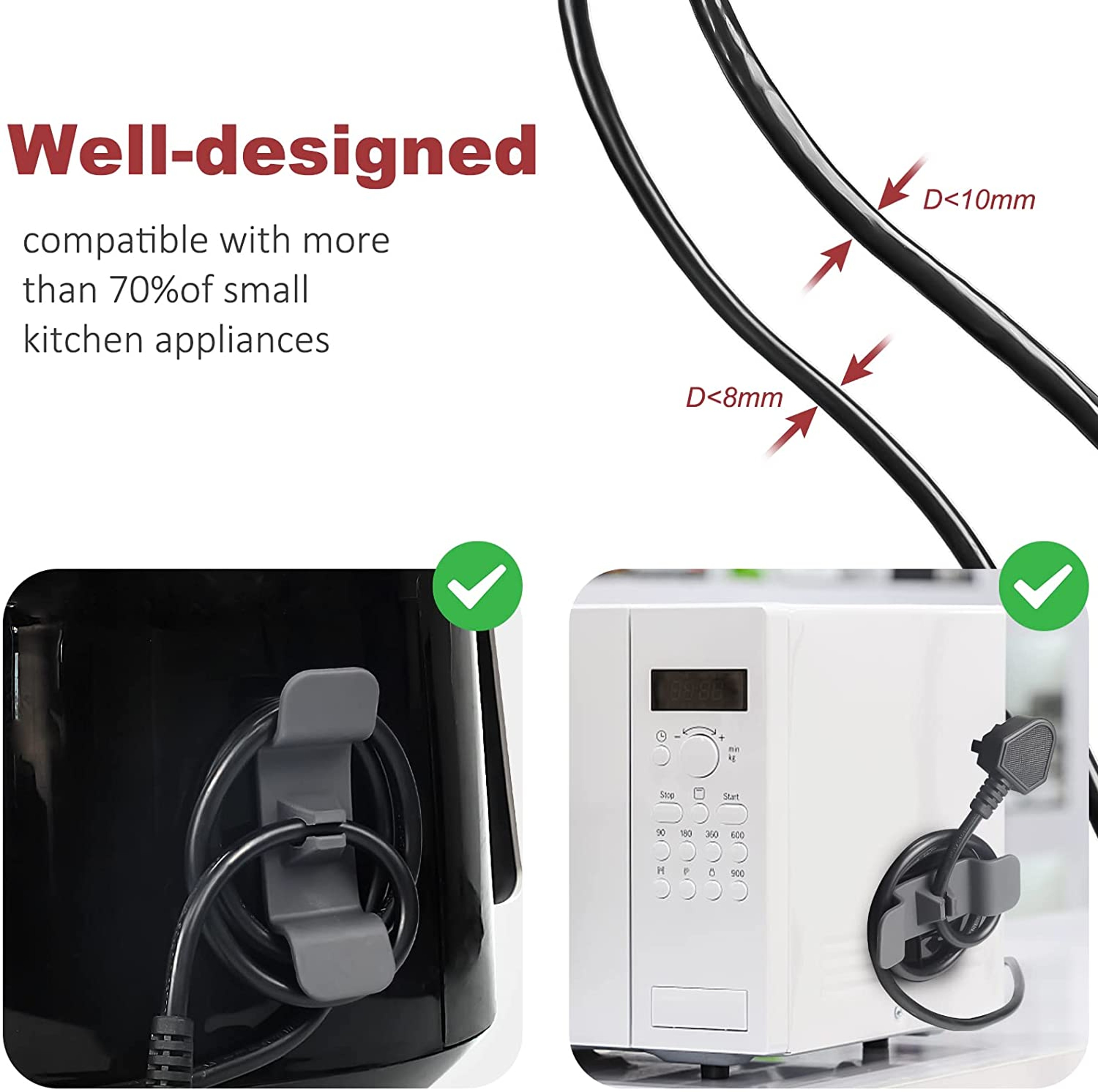 Kitchen Appliance Cord Organizer Cable Wrapper Holder For Neat Countertop Storage 4