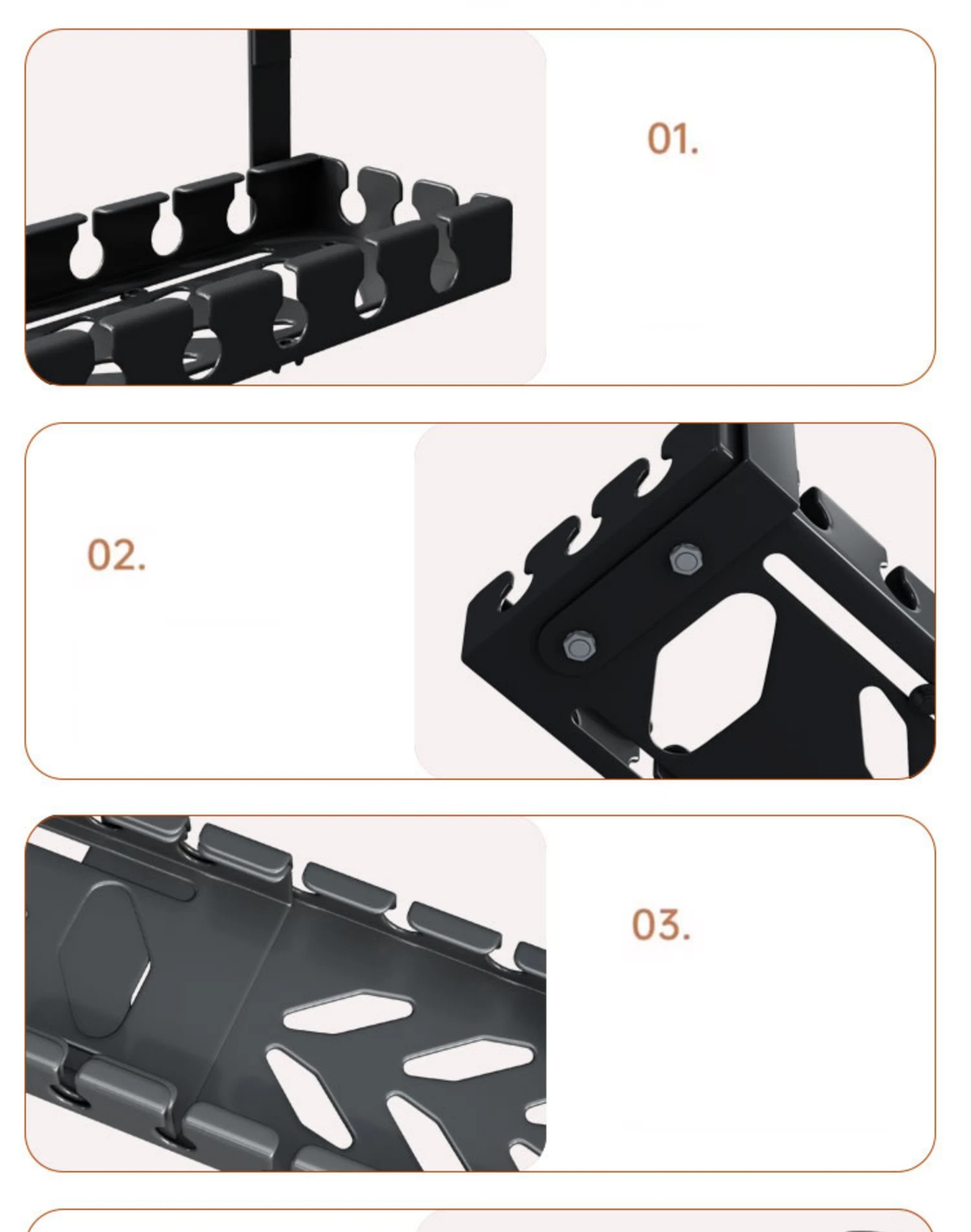 Retractable Under Desk Cable Management Tray No Drill Wire Organizer And Power Strip Holder 4