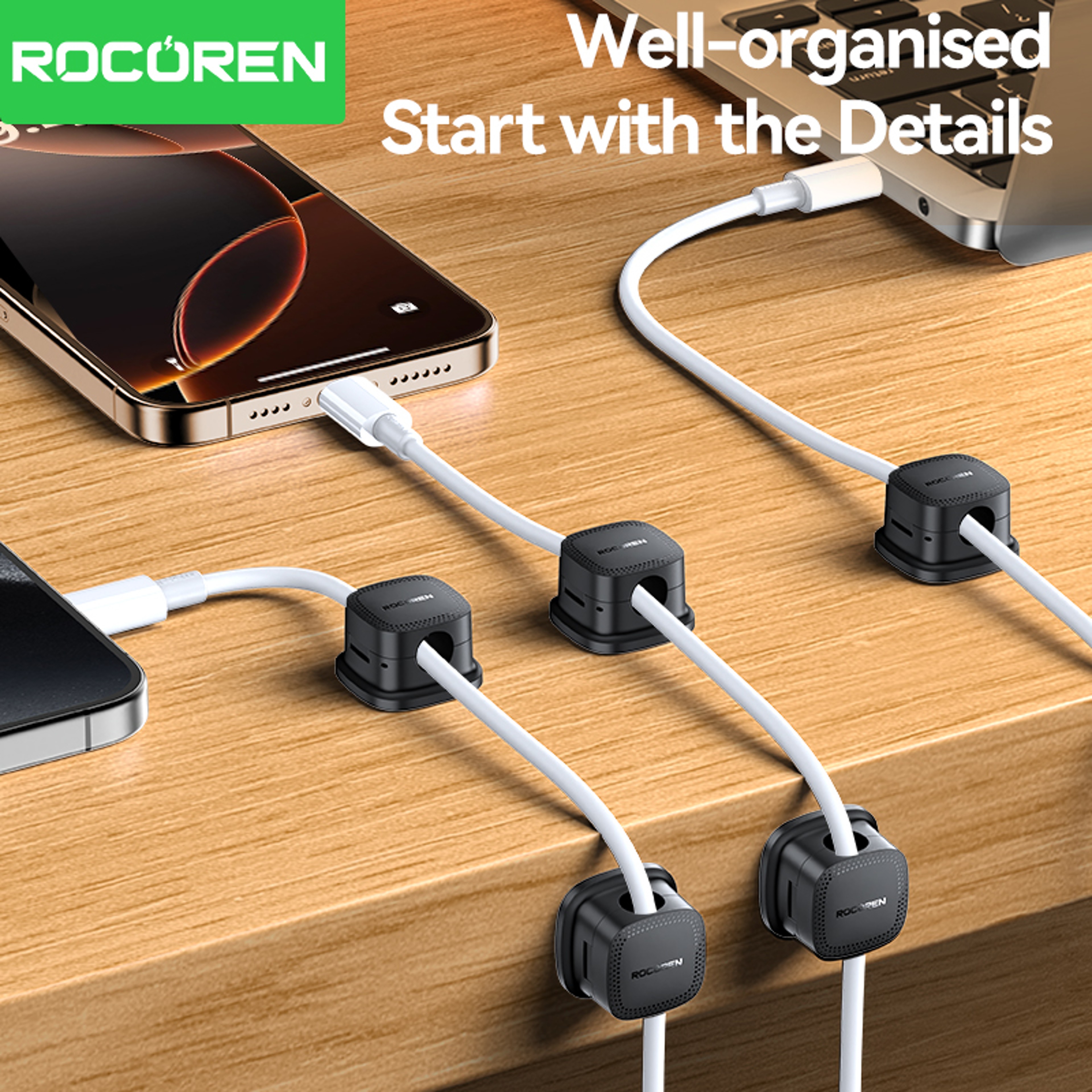 Magnetic Cable Organizer Adjustable Desk Cable Clips For Clean Wire Management 1