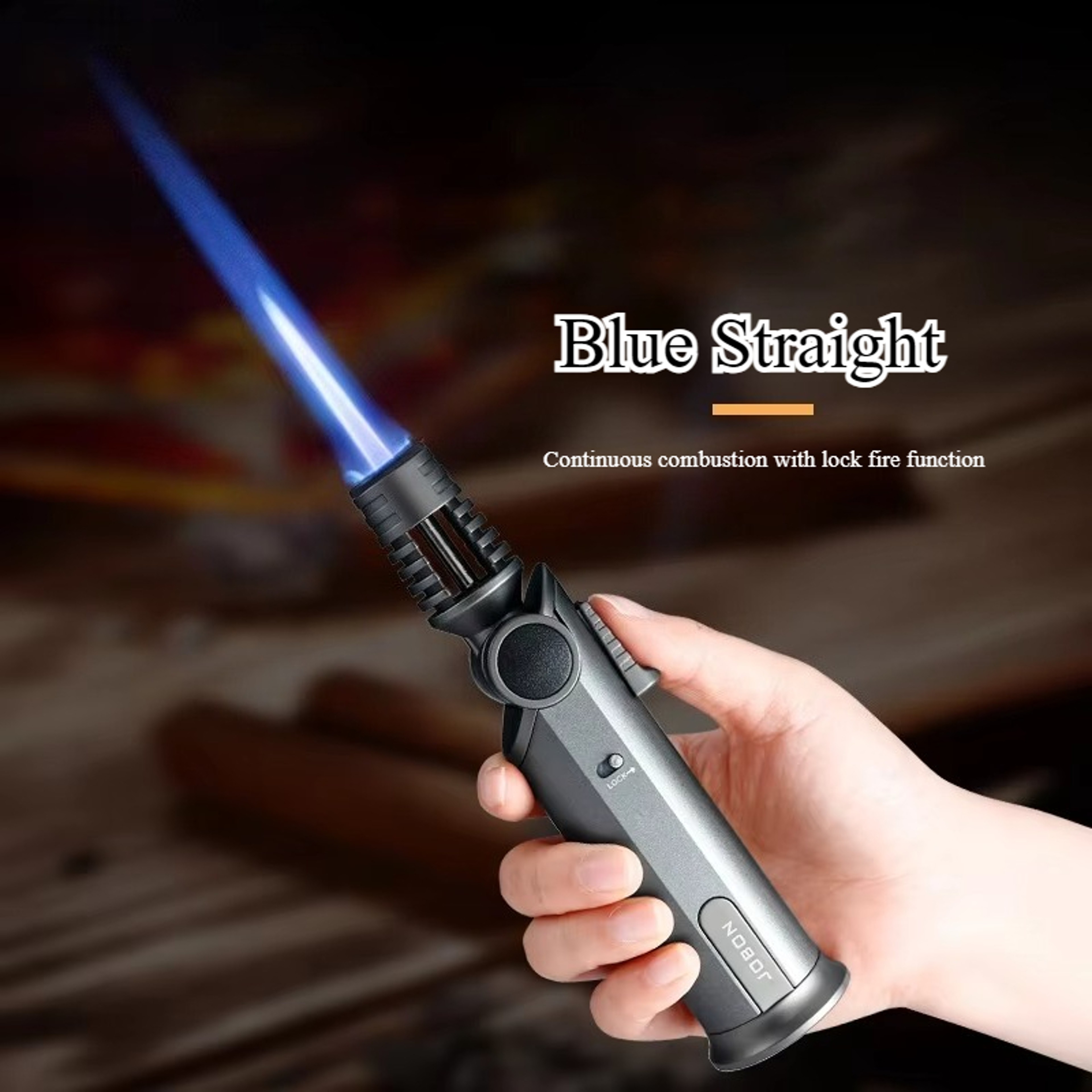 Rotating Refillable Butane Torch Lighter With Windproof Flame And Safety Lock 2