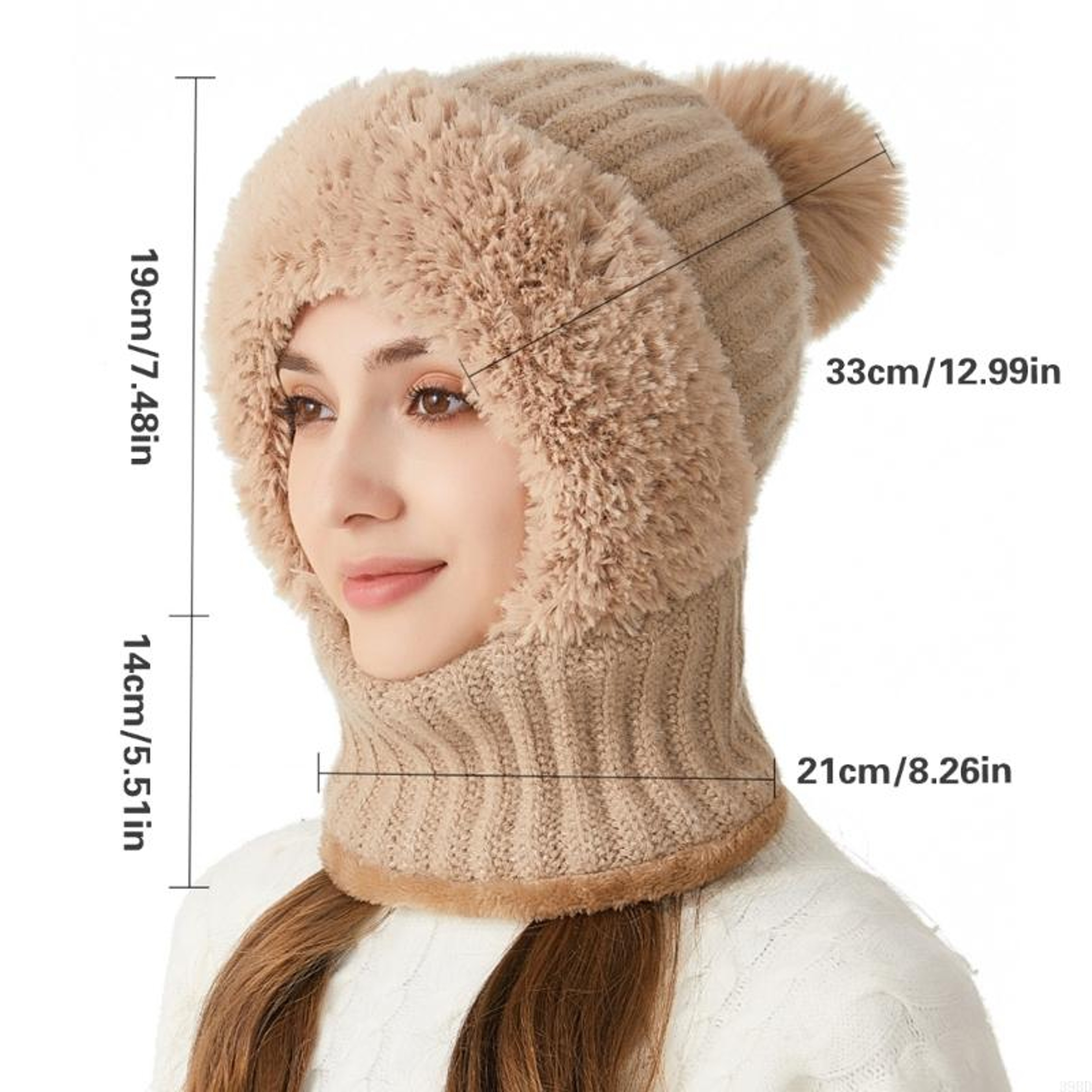 Warm Knitted Winter Beanie Hat with Neck Warmer for Women Outdoor Cold Weather Comfort – view 6