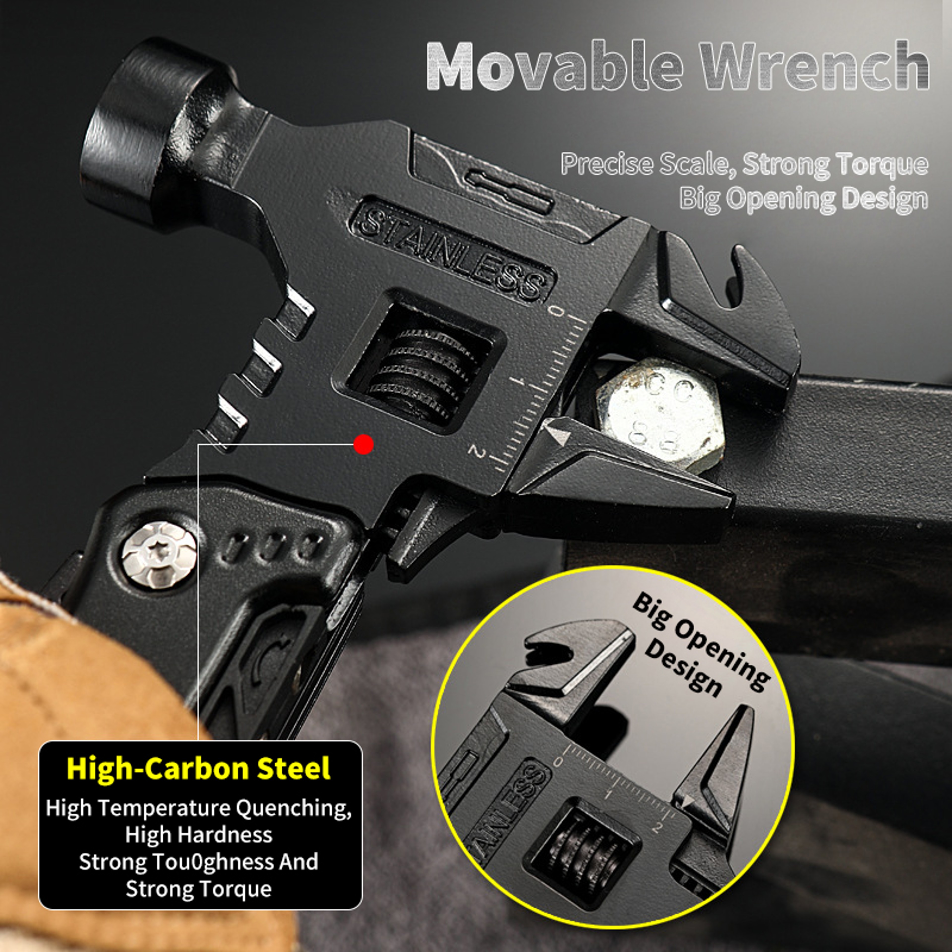 Multifunctional Camping Multi Tool With Wrench Hammer Knife And Pliers For Outdoor Repairs 4