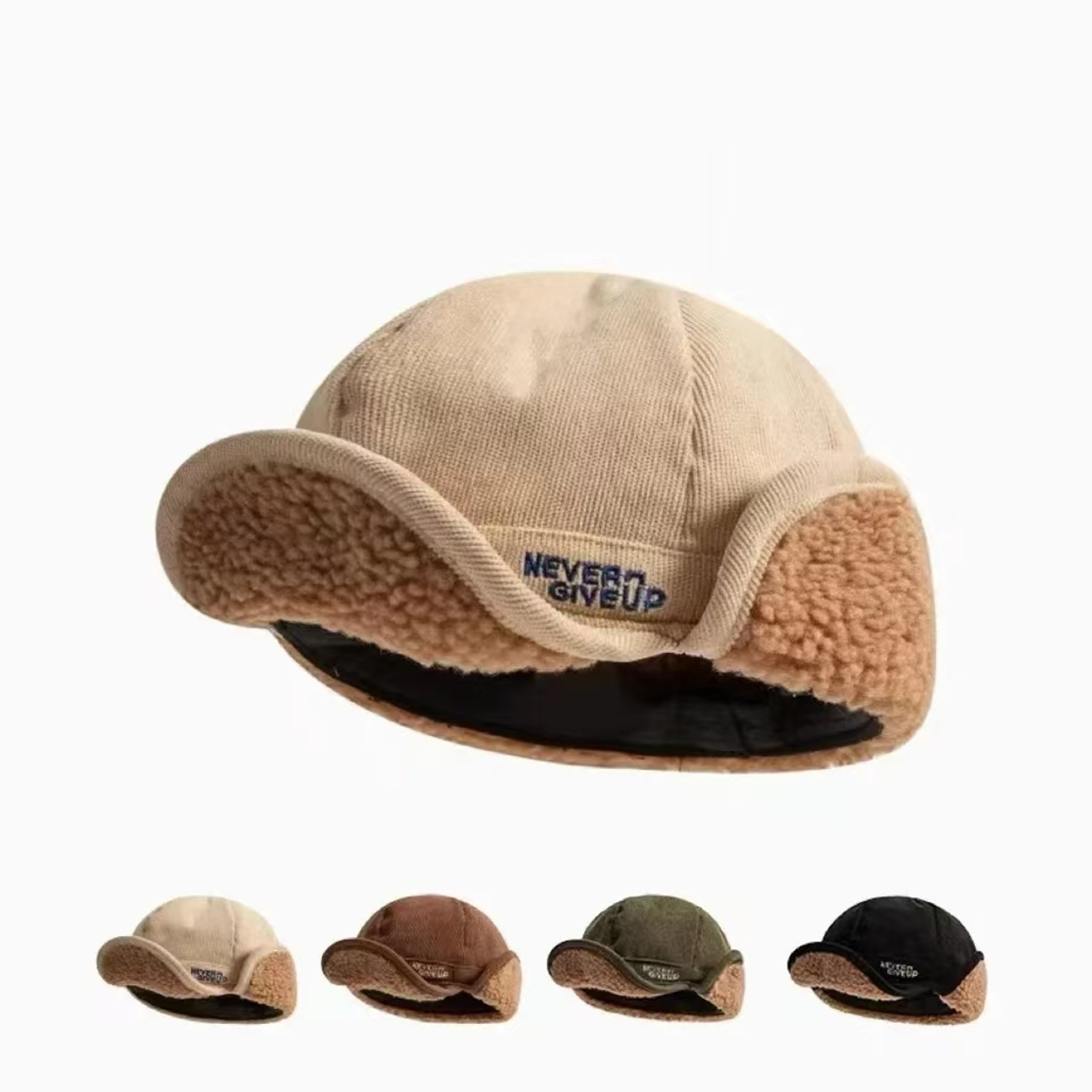 Lamb Fleece Winter Ear Flap Hat Warm Baseball Cap for Men and Women – view 1