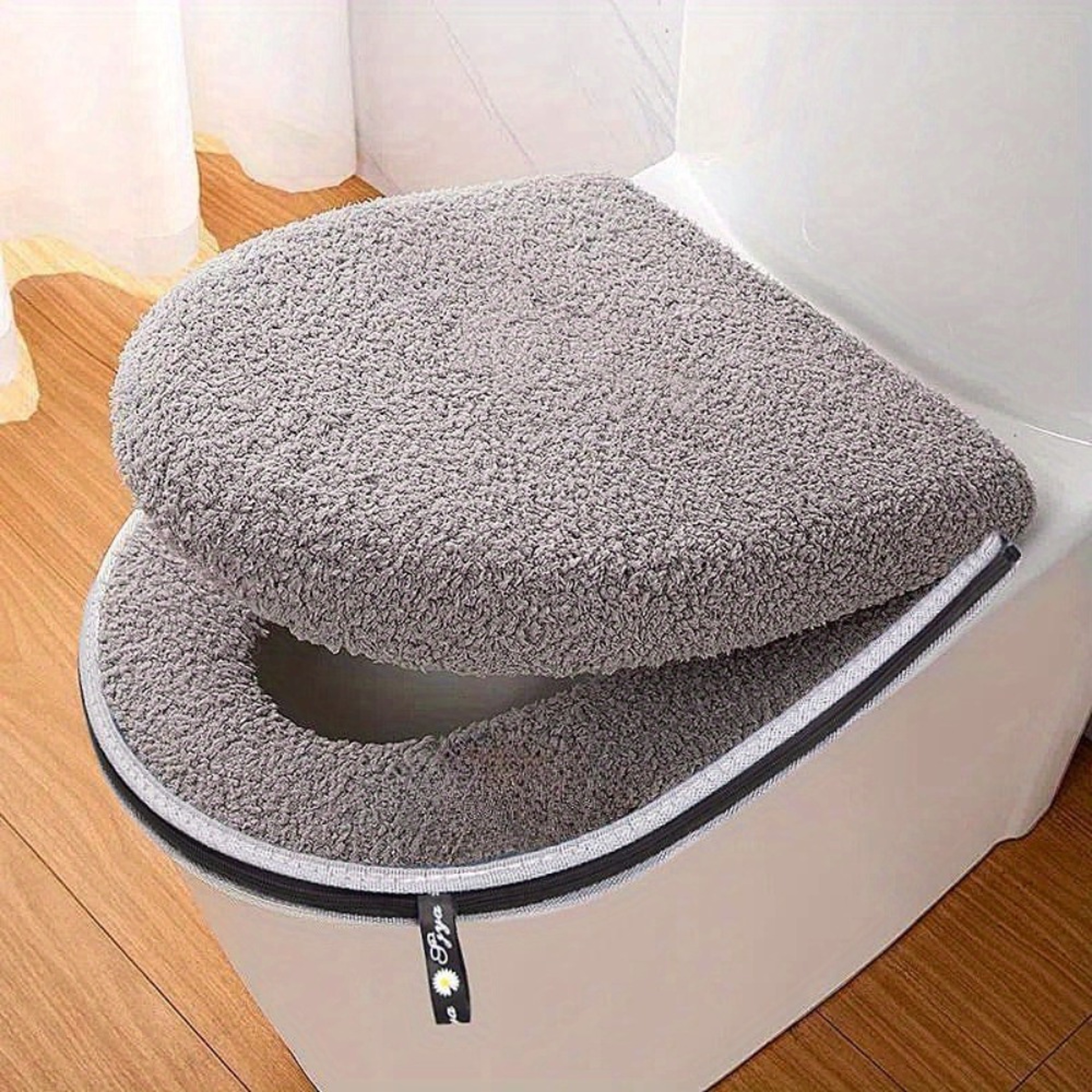Thickened Warm Toilet Seat Cushion Set with Zipper Handle and Washable Universal Fit – view 1