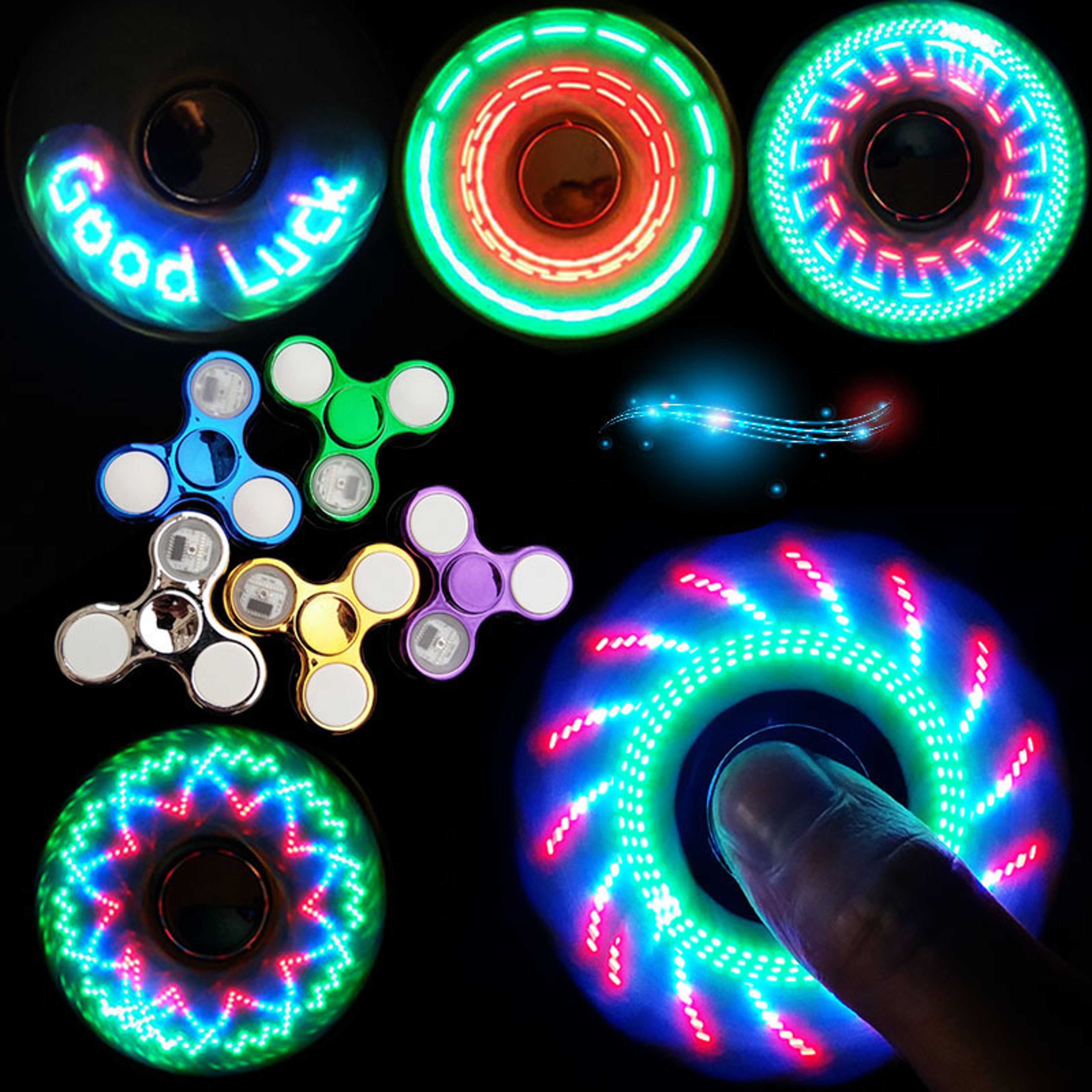 LED Light Fidget Spinner Glow In The Dark Stress Relief Hand Spinner Toy 1
