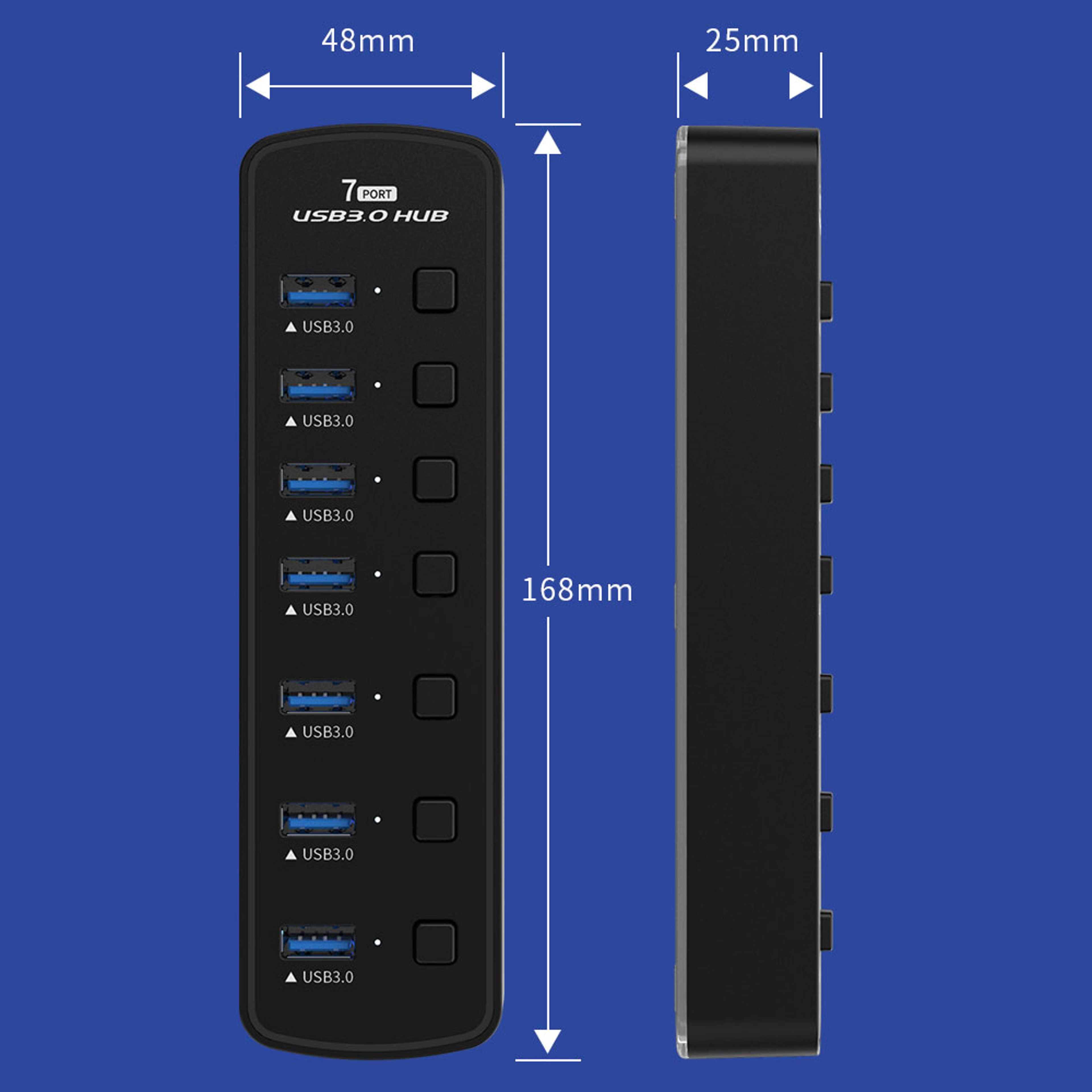 RGB USB Hub with High Speed Data Transfer and Individual On Off Switches – view 6