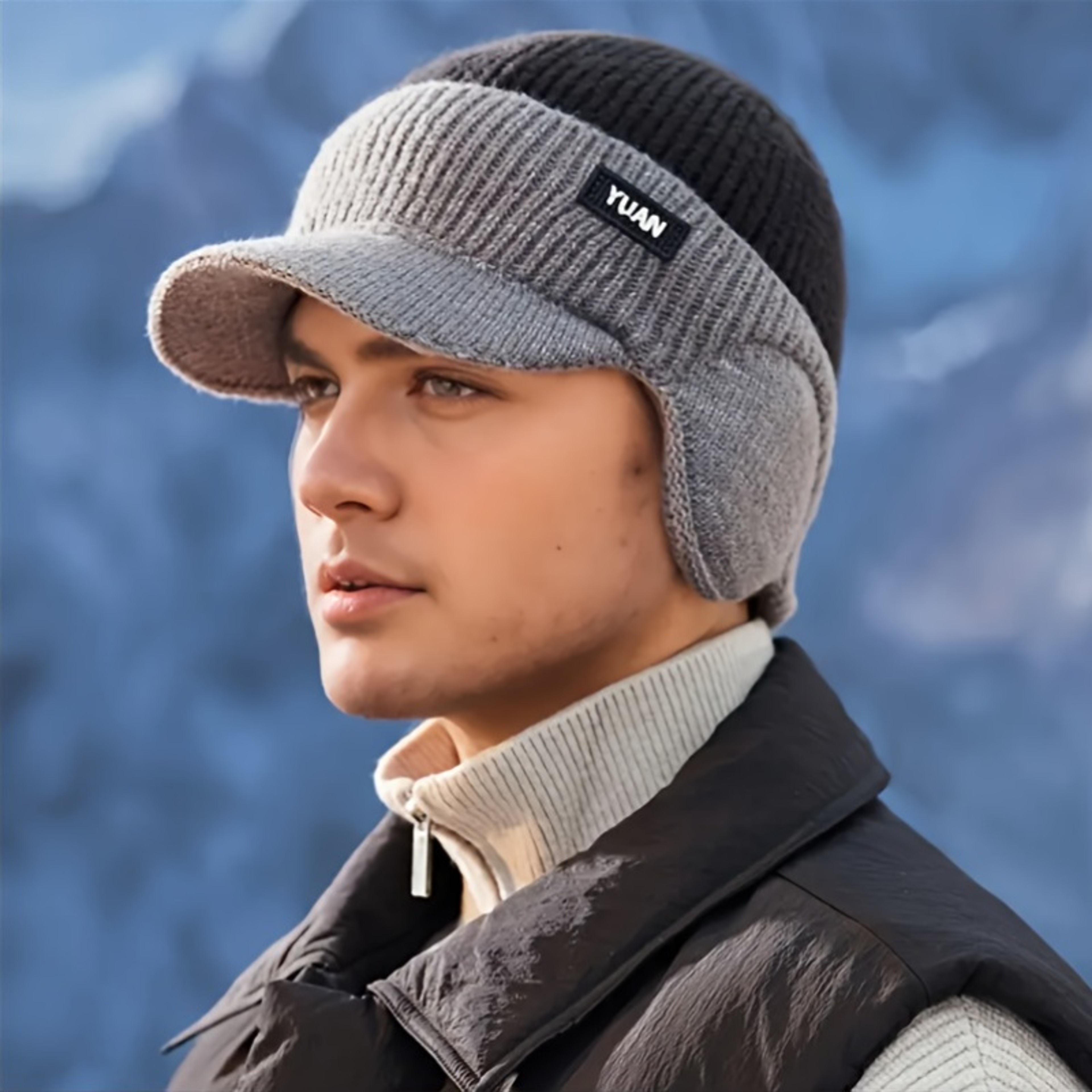 Winter Thermal Knitted Baseball Cap With Ear Protection Windproof Outdoor Hat – view 3