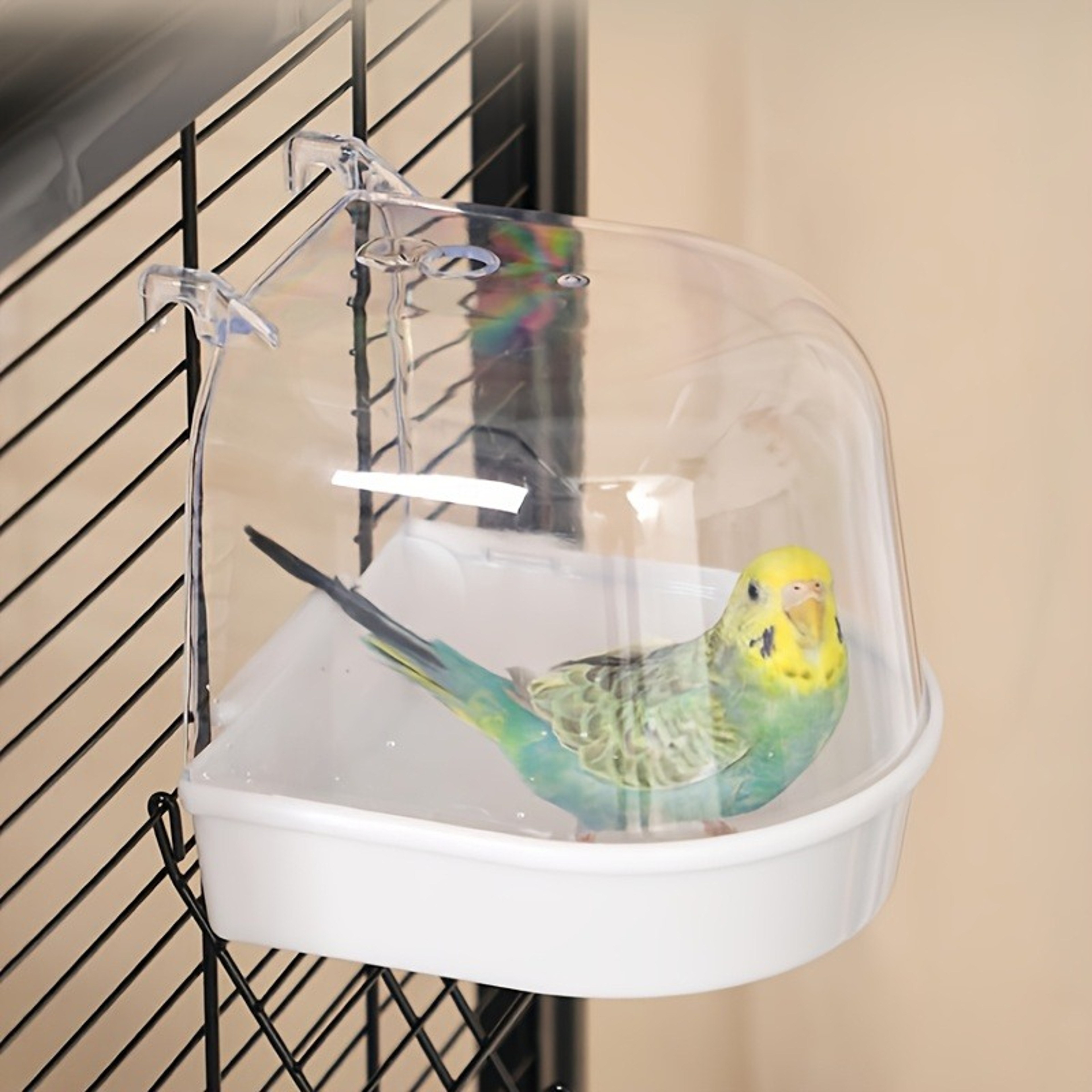 Transparent Bird Bath Tub Splash Proof Parrot Bath for Lovebirds Conures and Small Birds – view 5