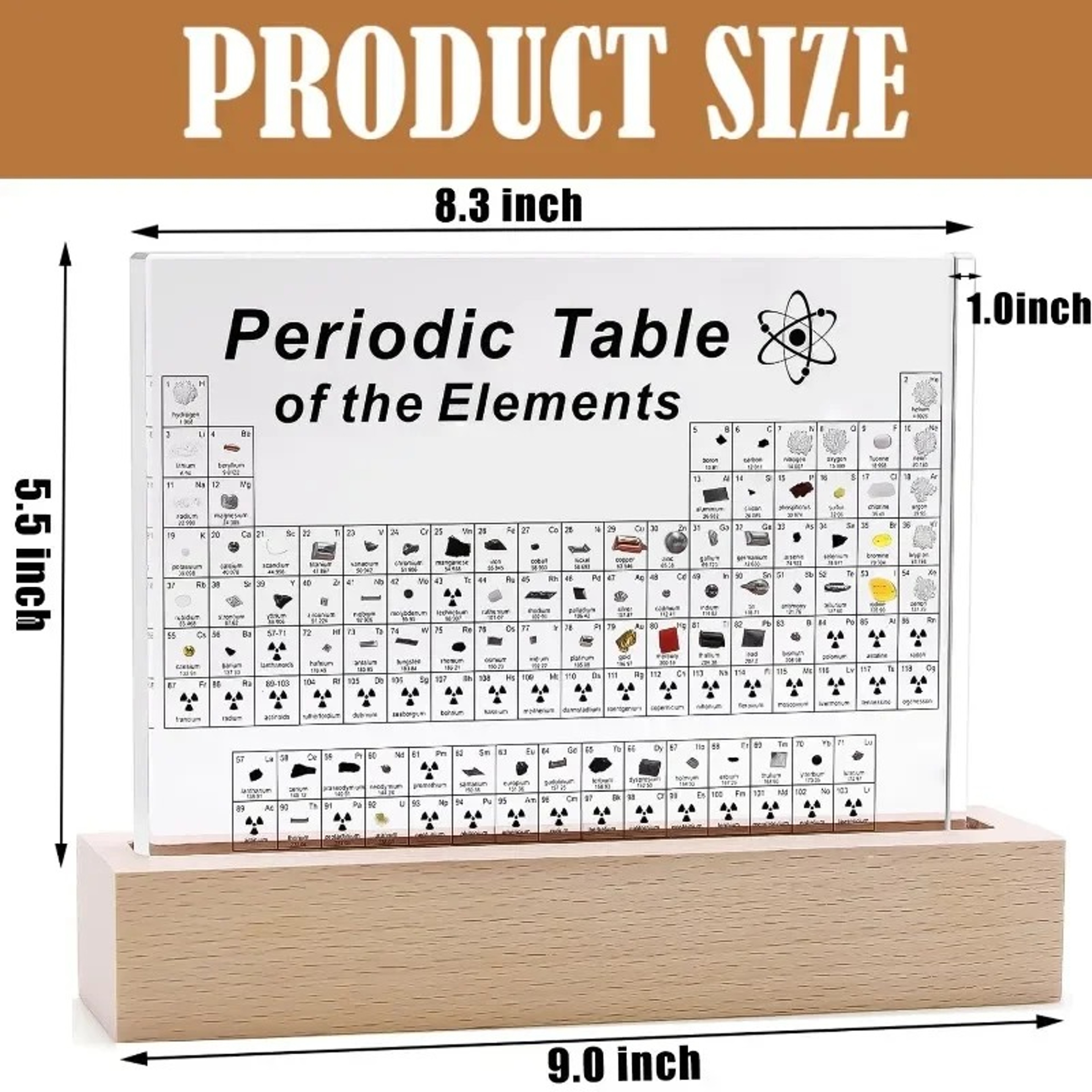 Acrylic Periodic Table with Element Samples Educational Science Desk Decor – view 3