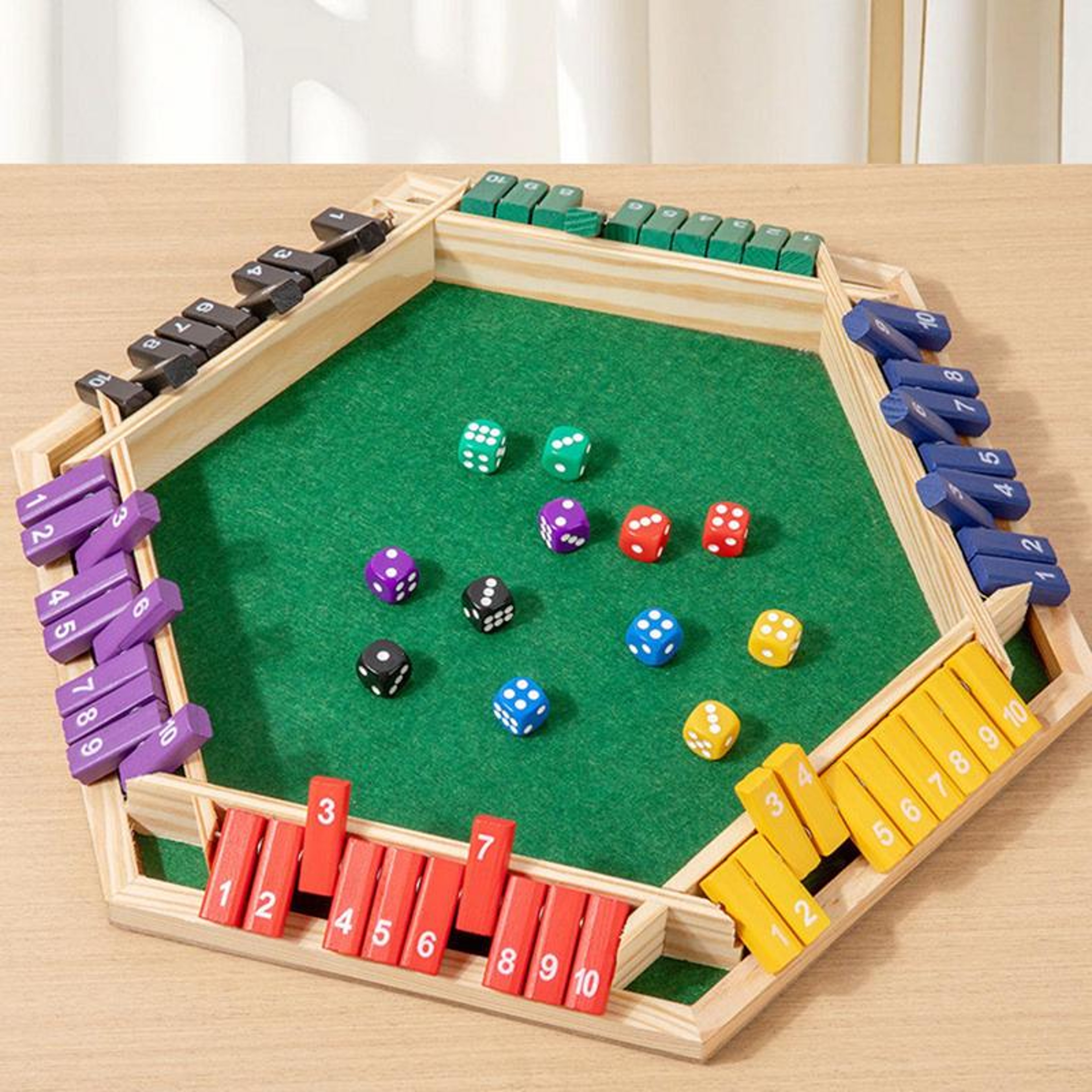 Wooden Shut The Box Dice Board Game For Six Players Family Math Party Game 0