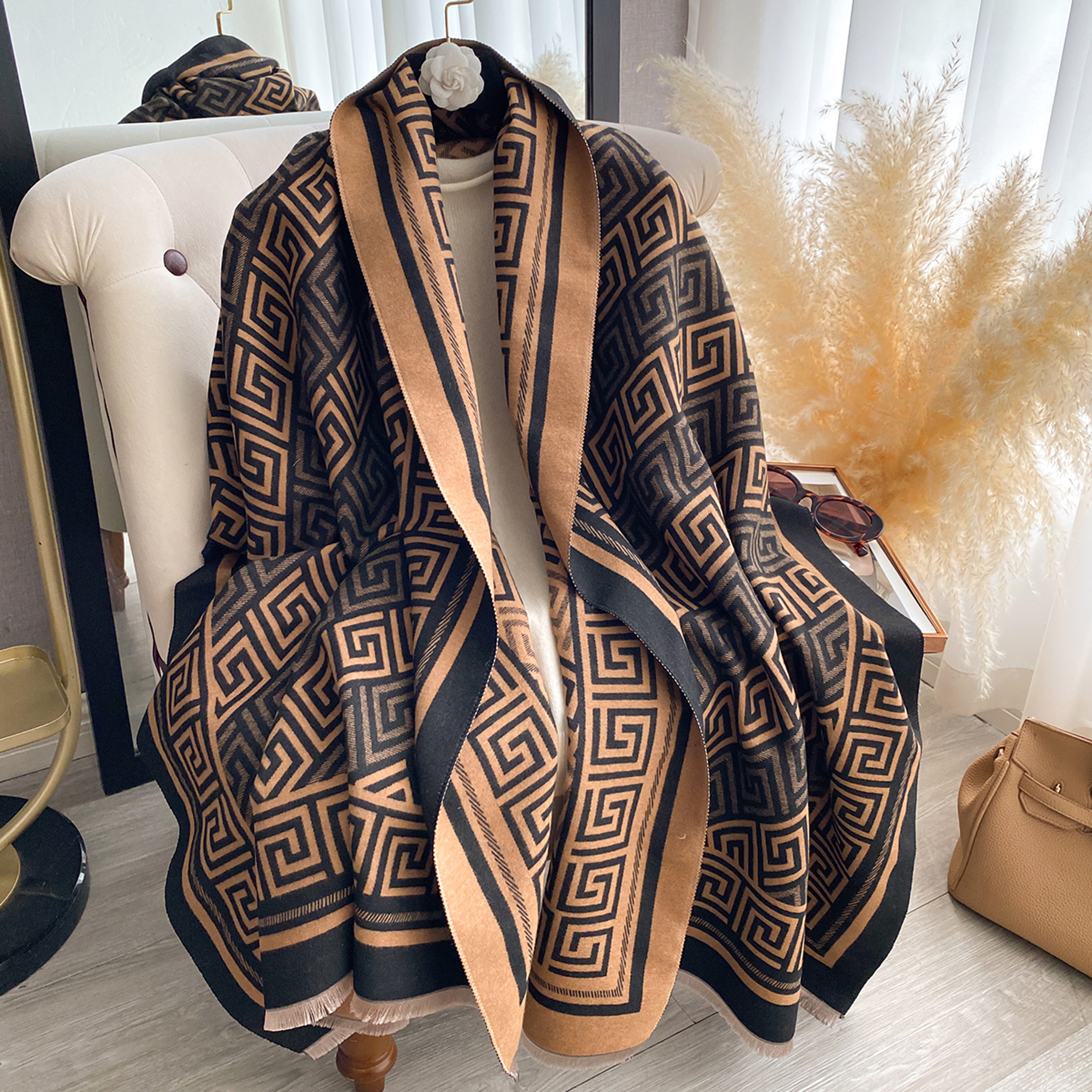 Soft Plaid Imitation Cashmere Winter Scarf and Pashmina Shawl for Women – view 1