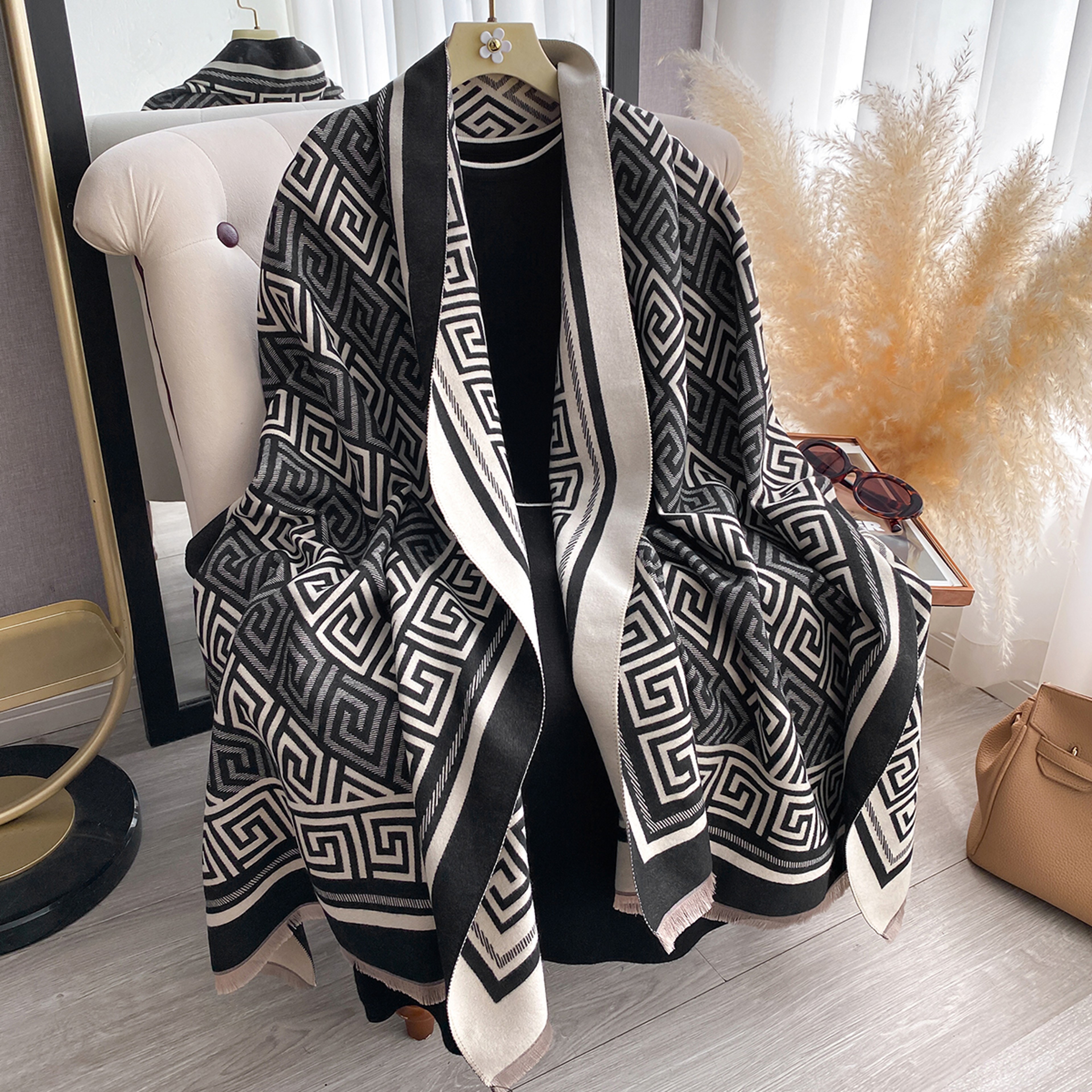 Soft Plaid Imitation Cashmere Winter Scarf and Pashmina Shawl for Women – view 4