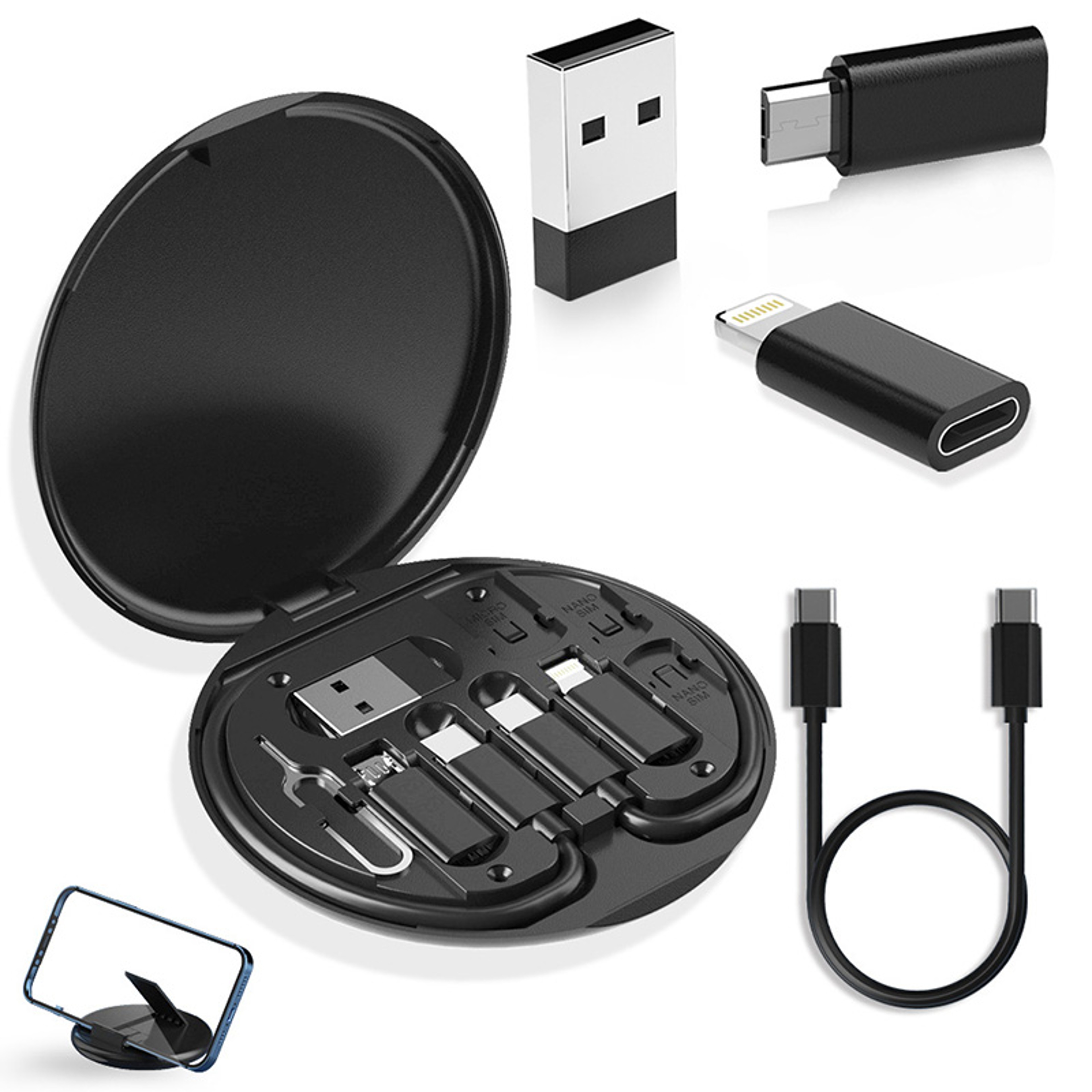 Portable Fast Charging Cable Kit with Multi Head Adapter and Travel Storage Box – view 8
