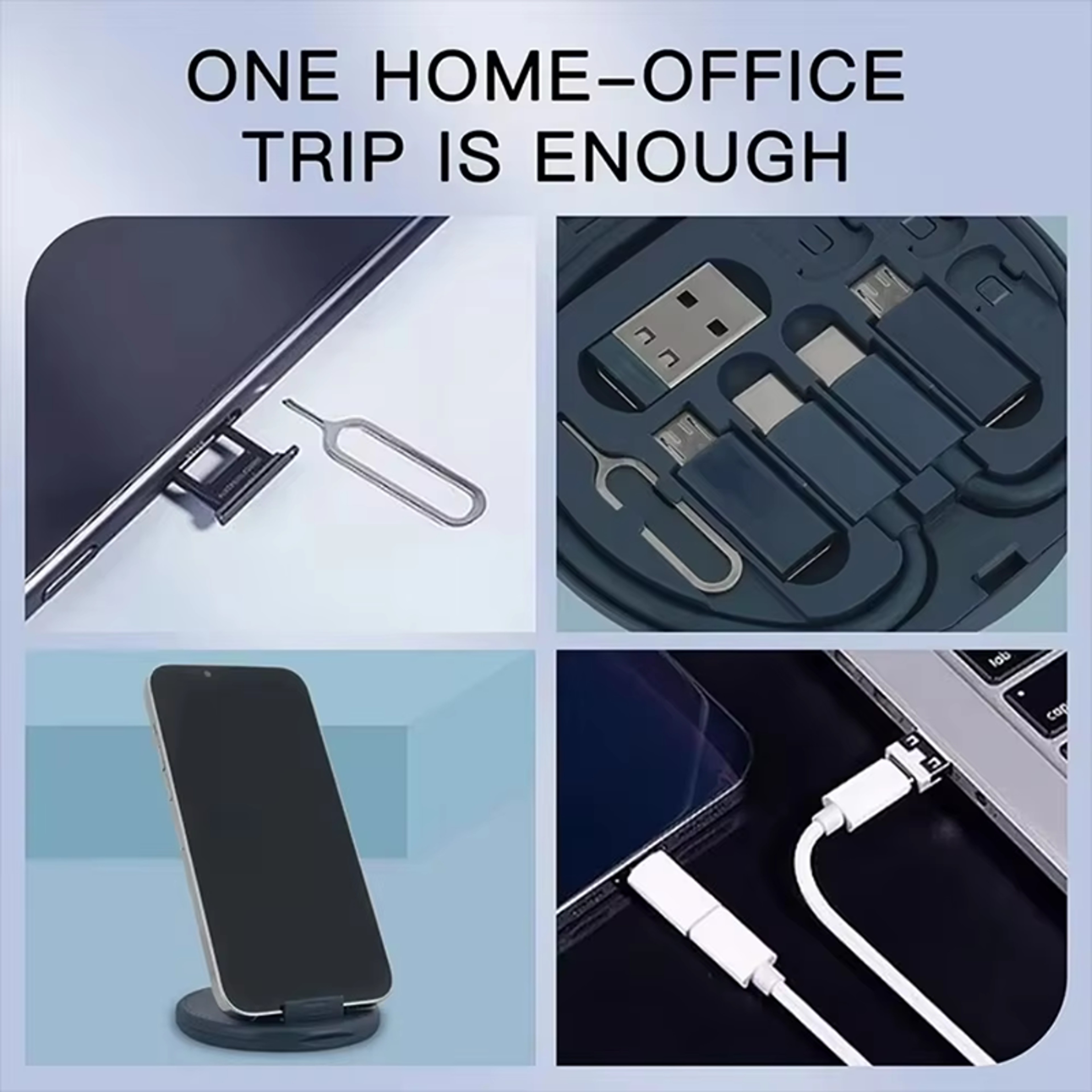 Portable Fast Charging Cable Kit with Multi Head Adapter and Travel Storage Box – view 6