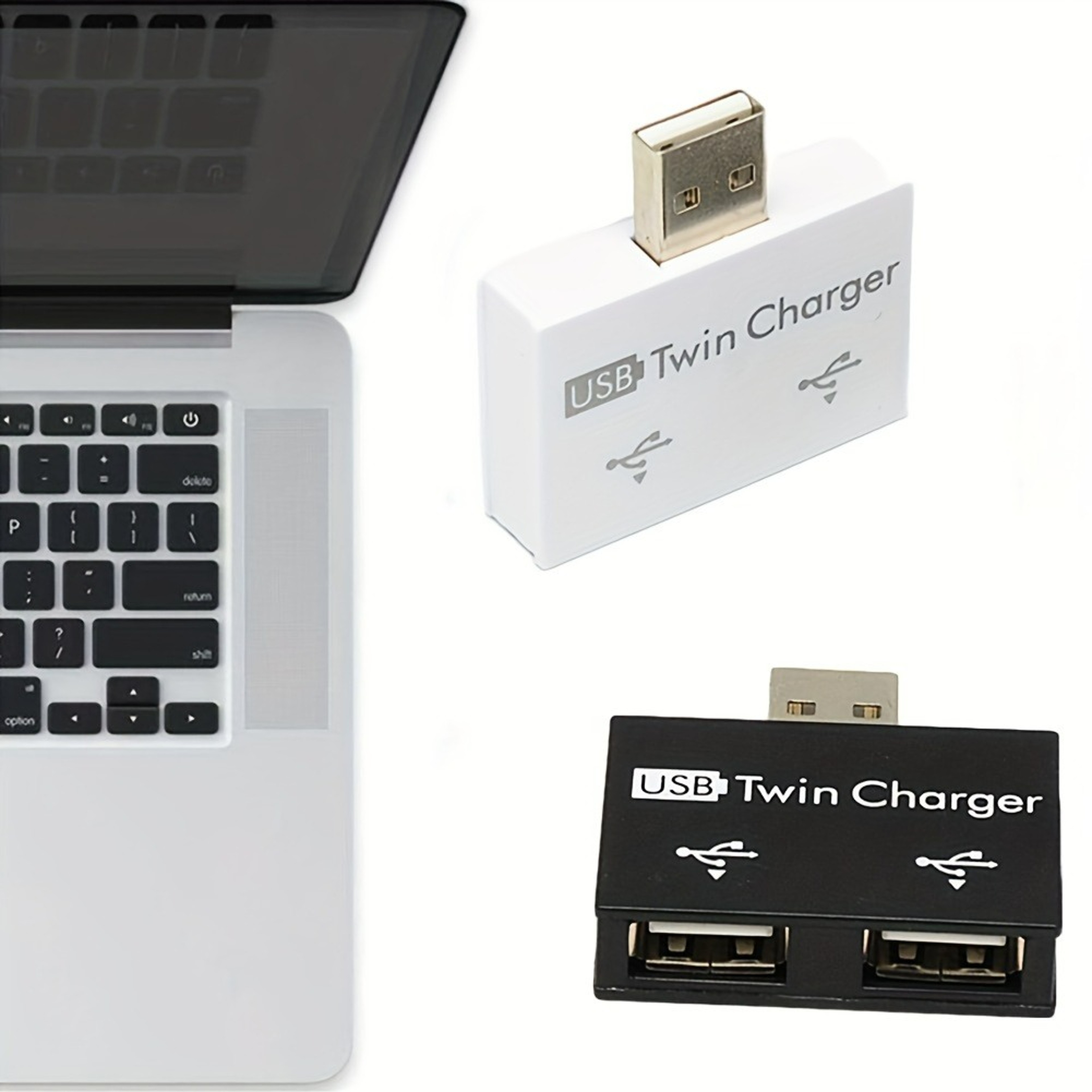 USB Splitter Dual USB Adapter One Male To Two Female Port Charging Hub 0