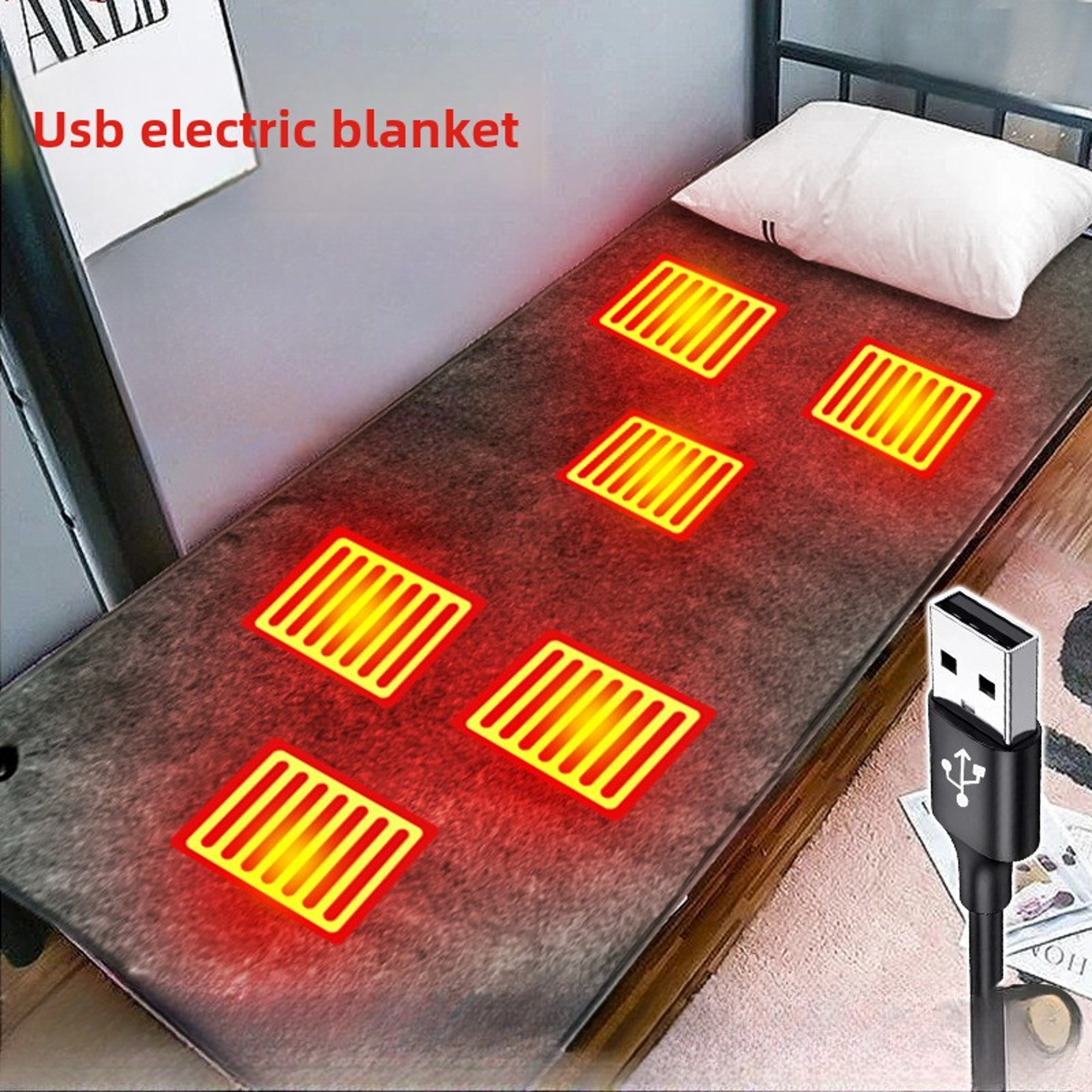 USB Heated Mattress Pad With Six Heating Zones Type C Portable Washable Plush Warmer 0