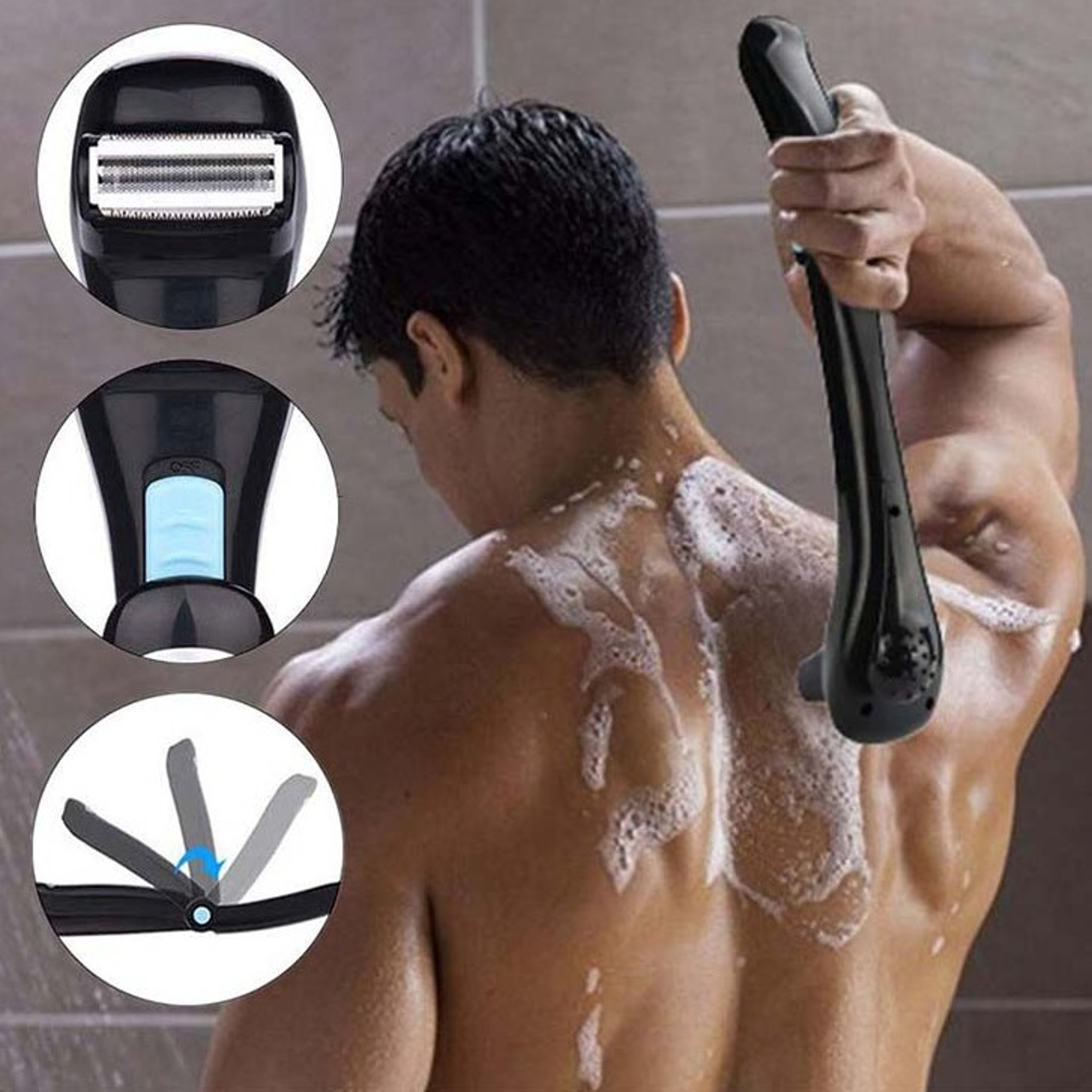 Foldable Back Shaver for Men Long Handle Body Groomer for Easy Hair Removaljpg