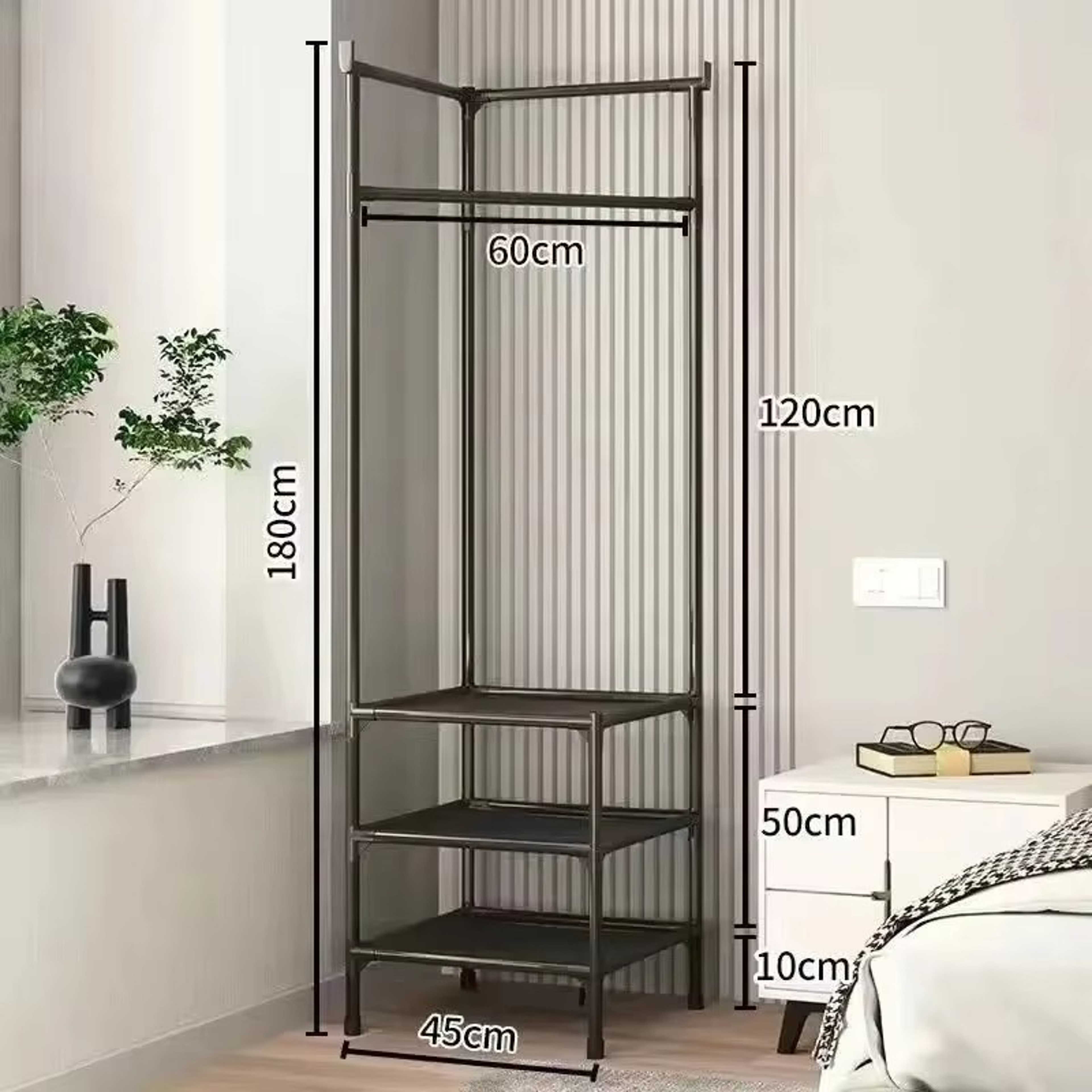 Space Saving Corner Coat Rack With Multi Layer Clothing Storage Shelf 8