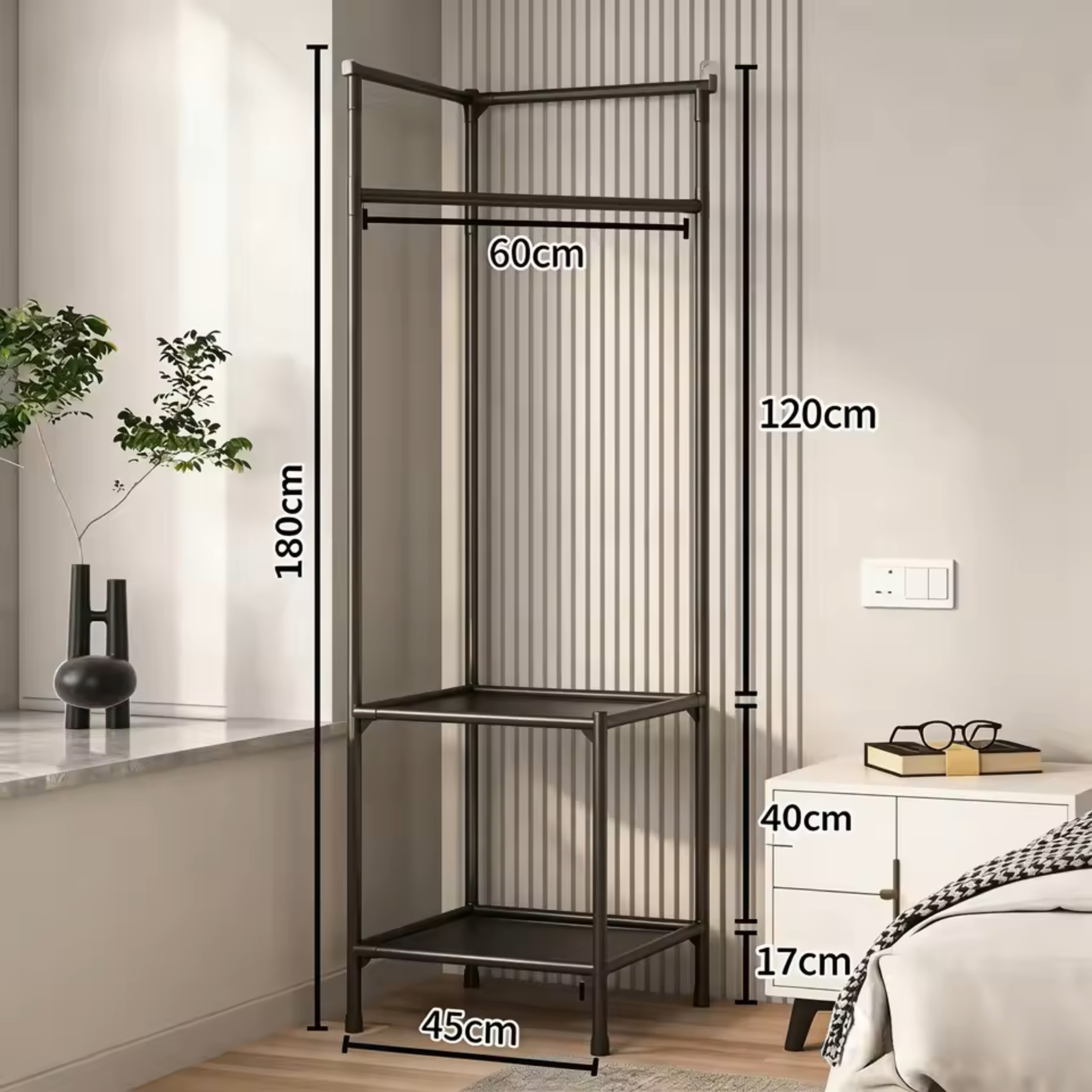 Space Saving Corner Coat Rack With Multi Layer Clothing Storage Shelf 6