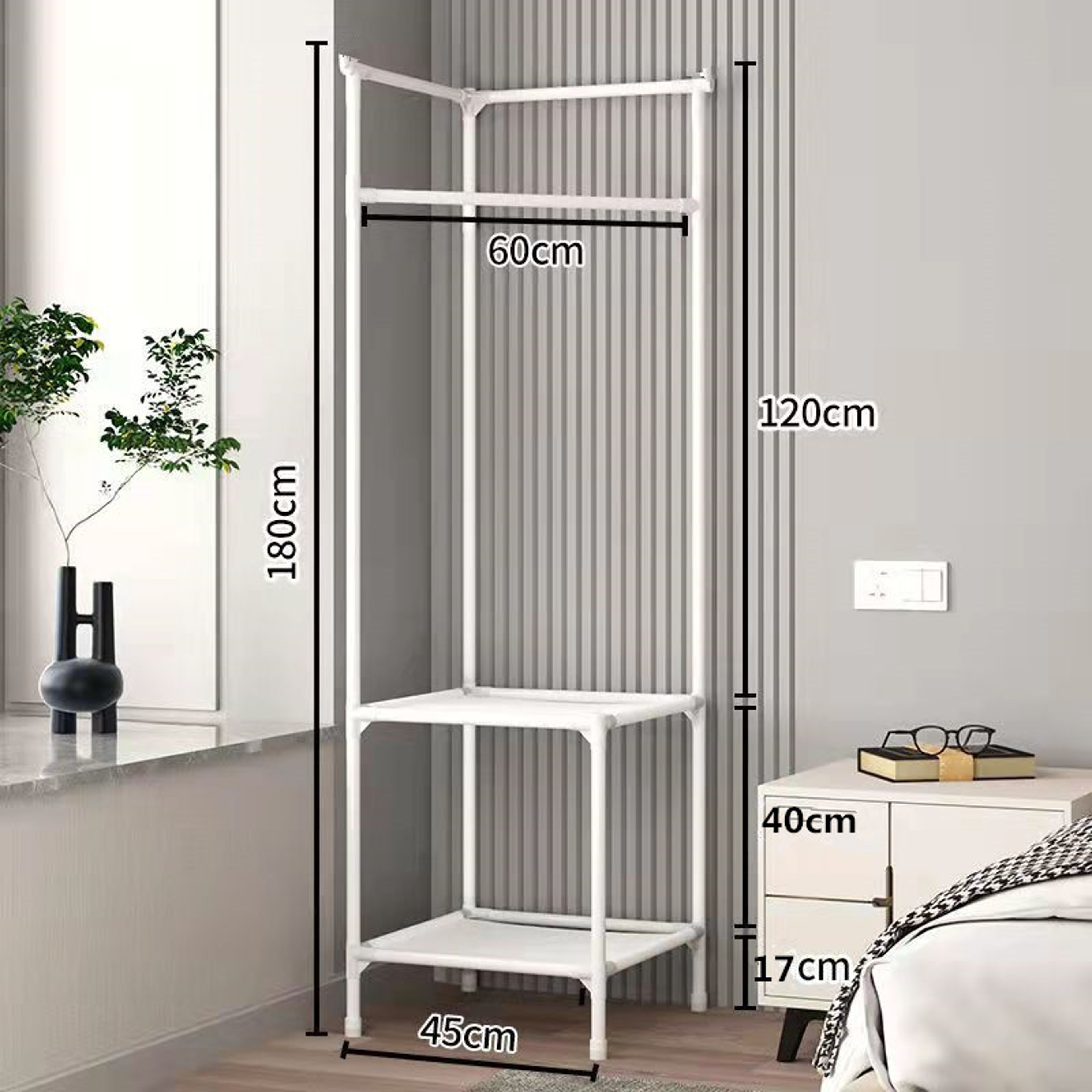 Space Saving Corner Coat Rack With Multi Layer Clothing Storage Shelf 7