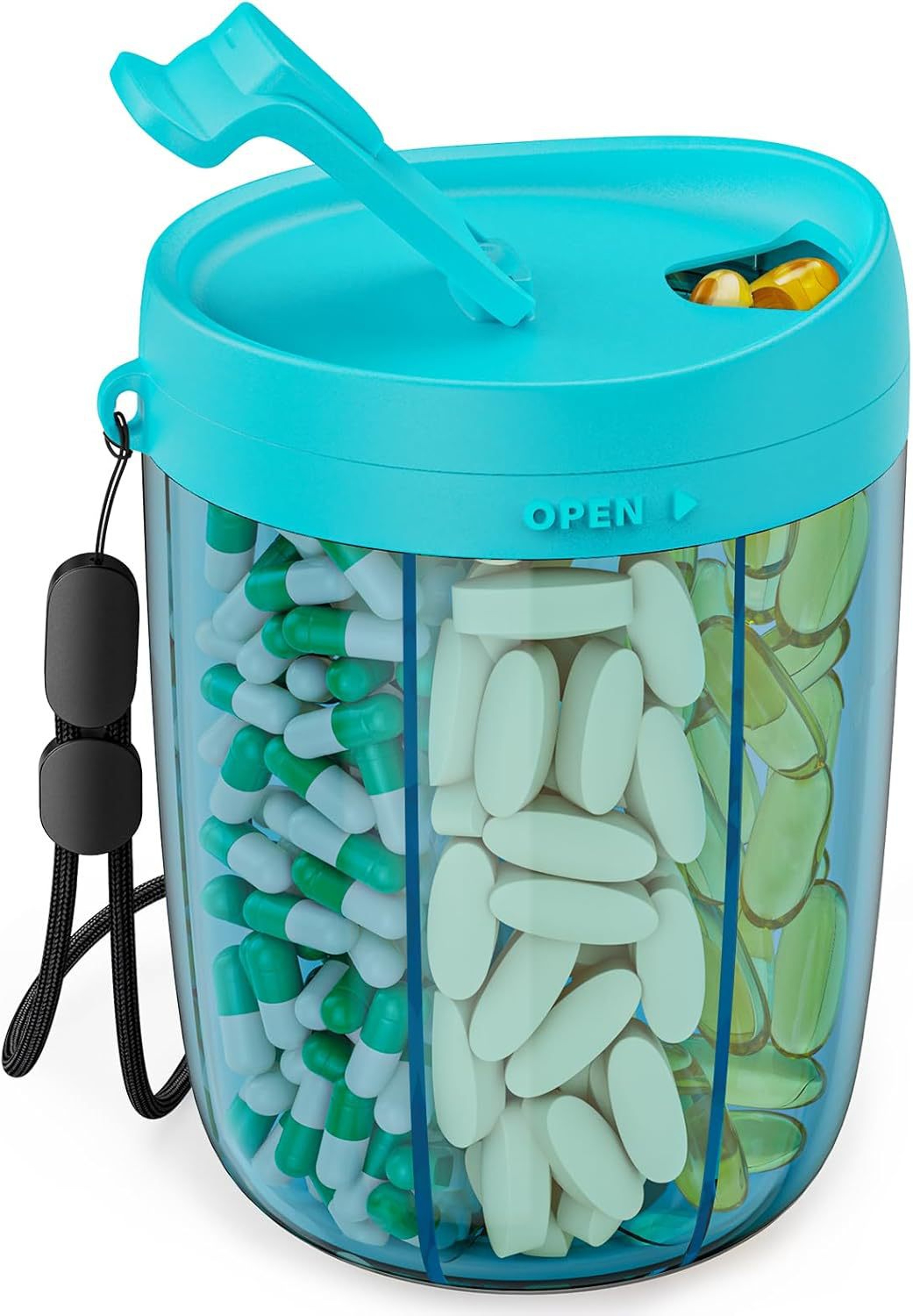 Six Grid Pill Organizer Travel Supplement Holder With Cup Bottle Design 9
