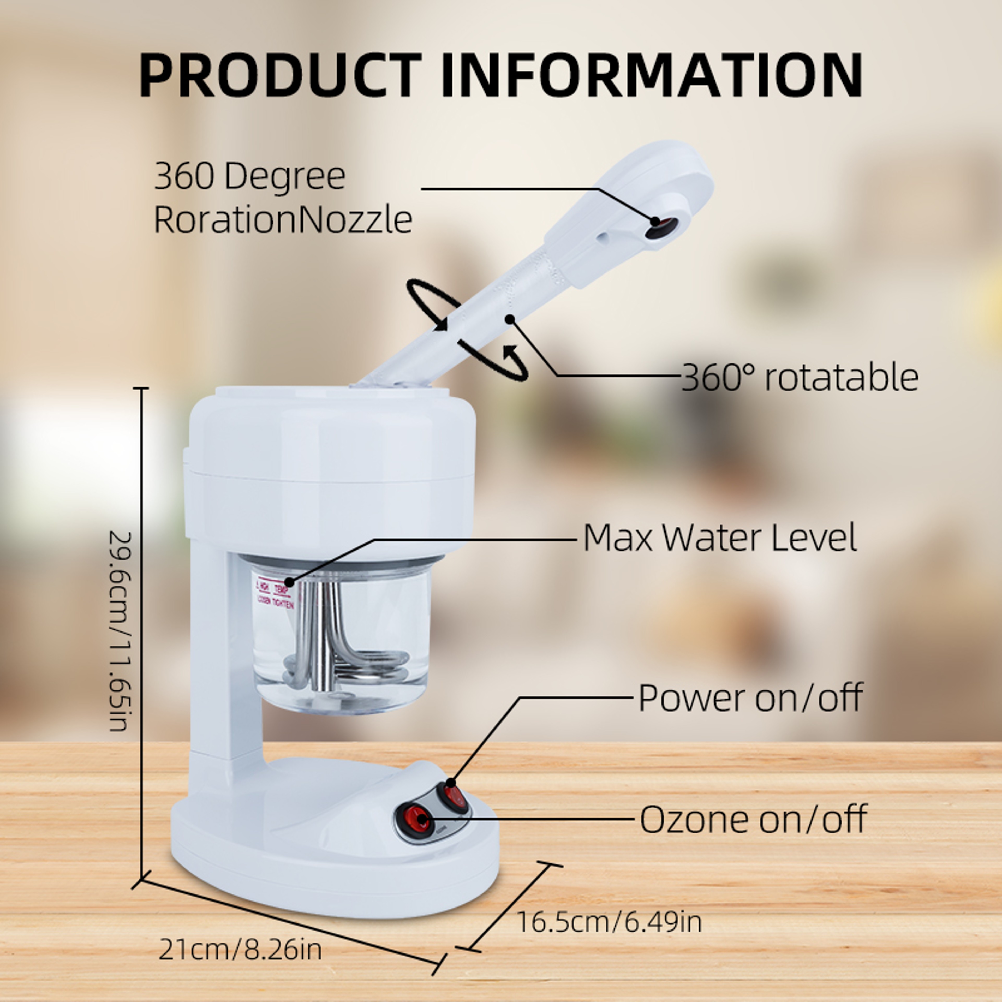 Portable Ozone Steam Facial Steamer With Hot Mist Spray For Home Skin Moisture Care – view 2
