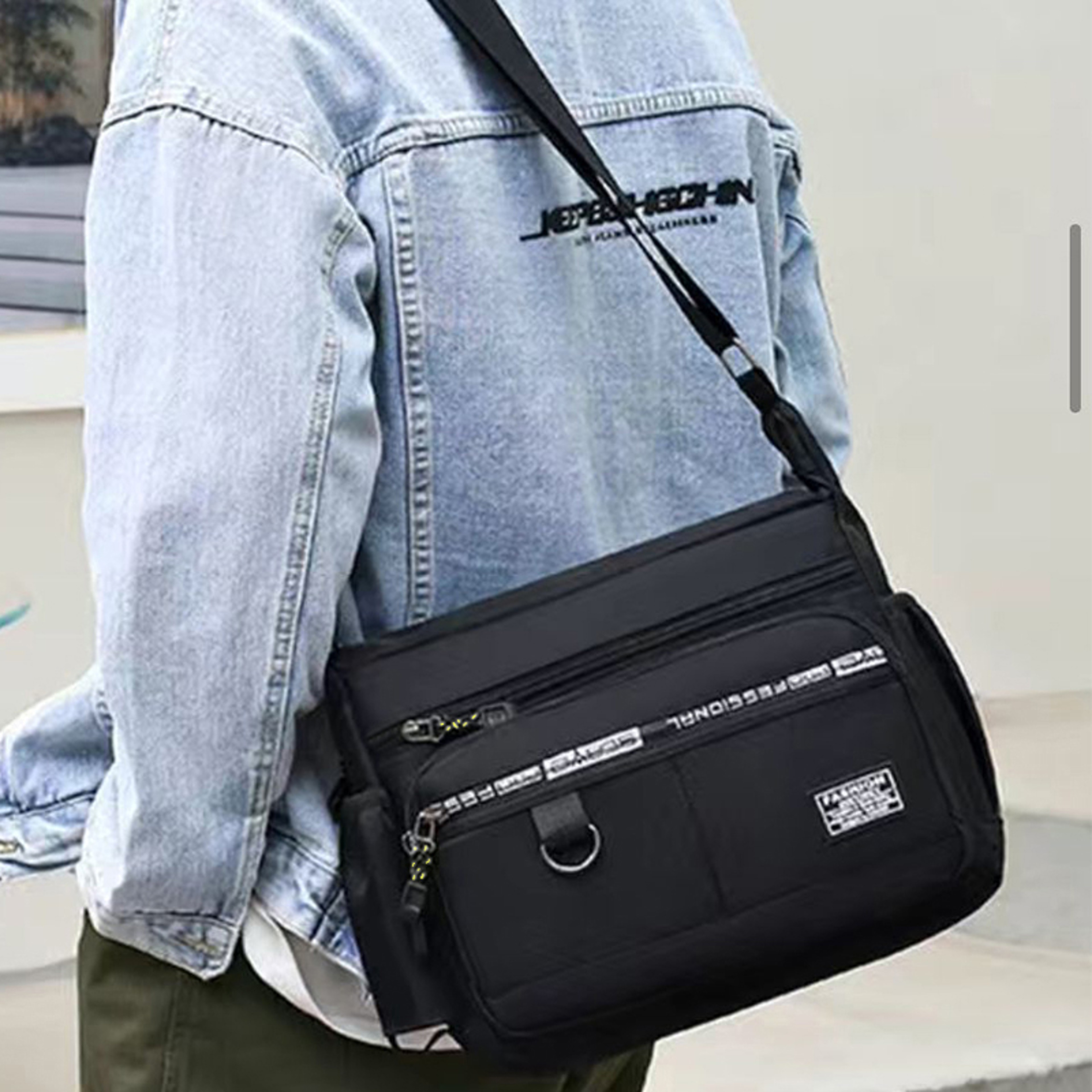 Mens Crossbody Bag With Multi Layer Pockets Adjustable Shoulder Strap 4