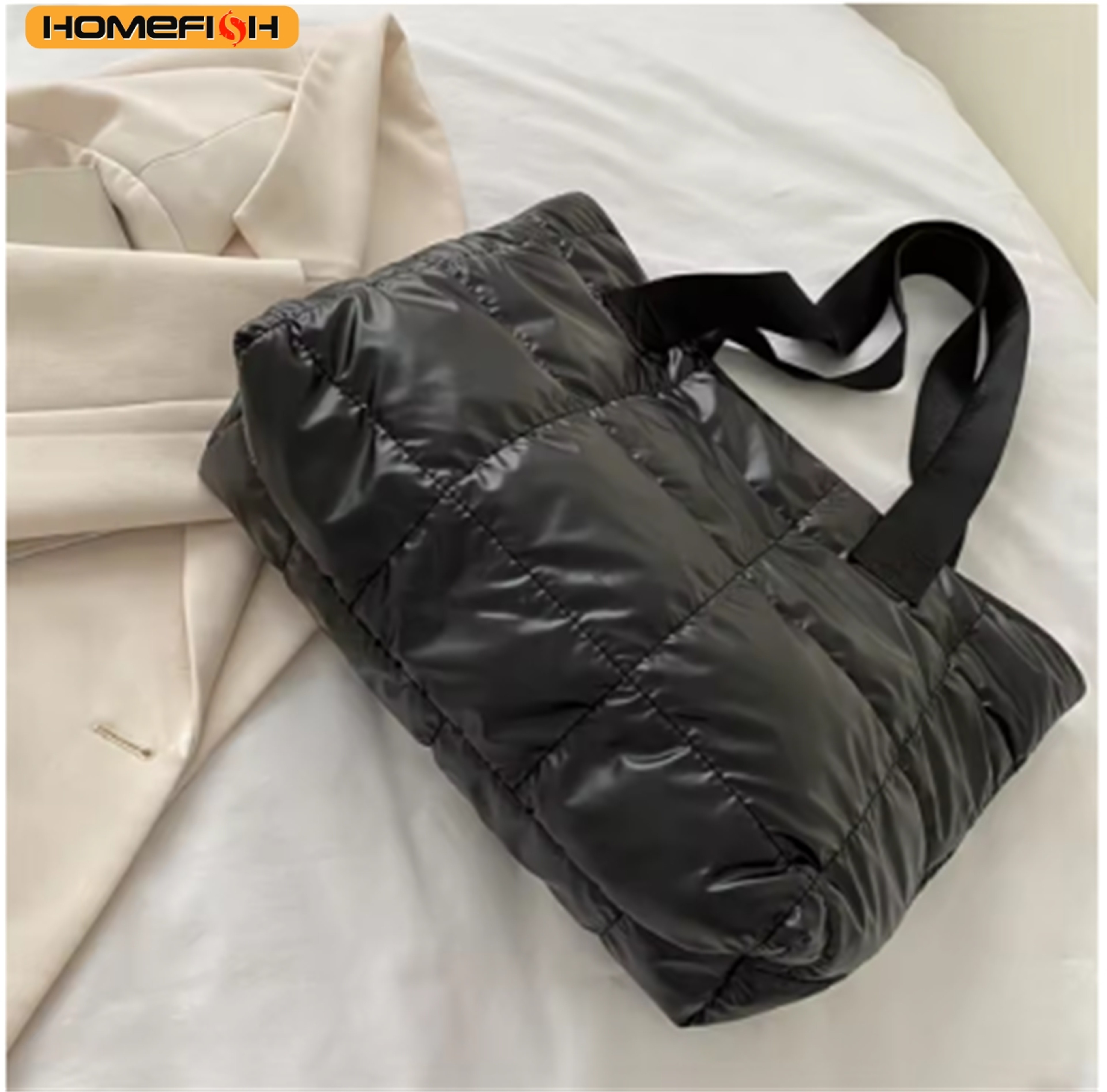 Quilted Tote Bag With Cotton Padding And Large Capacity 2