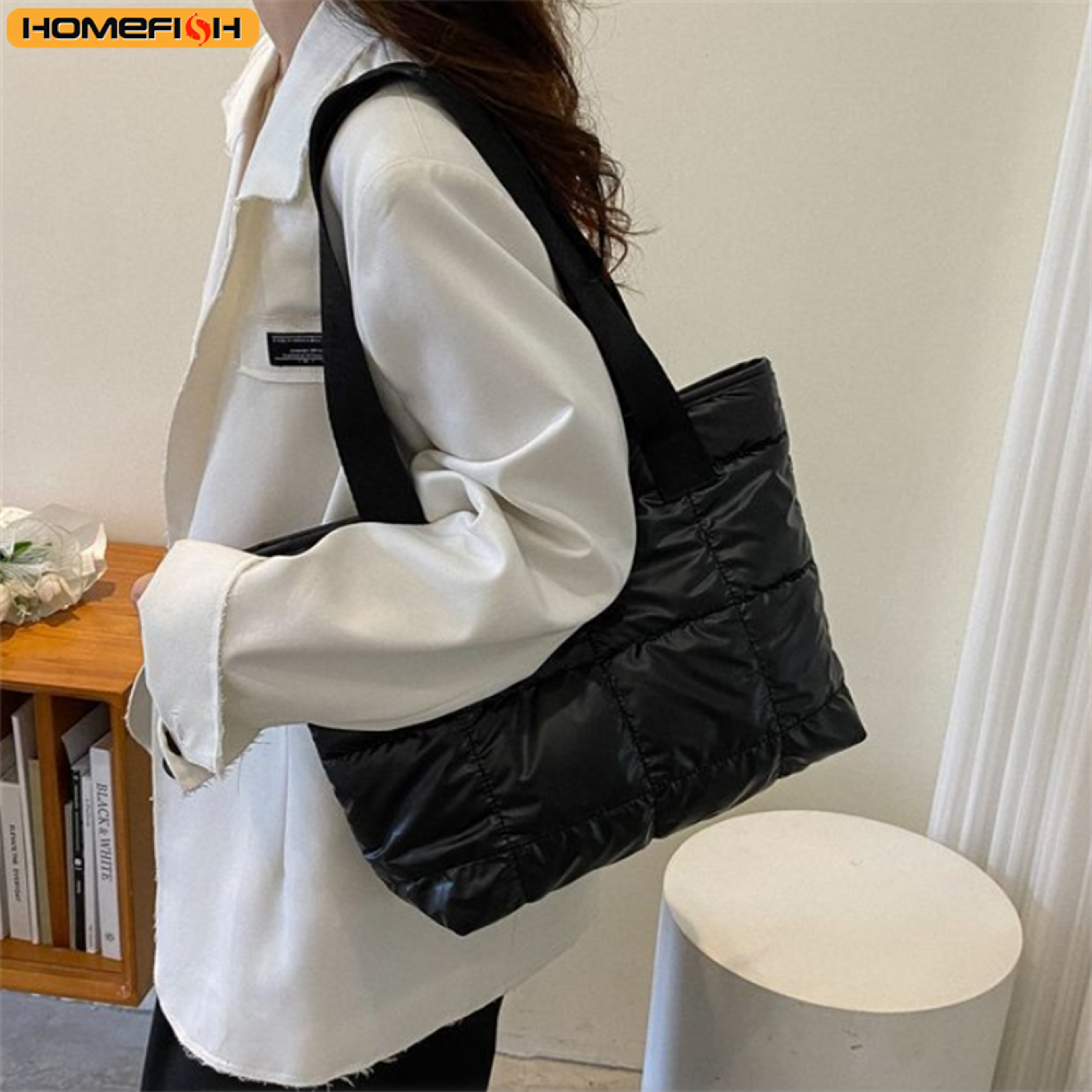 Quilted Tote Bag With Cotton Padding And Large Capacity 4
