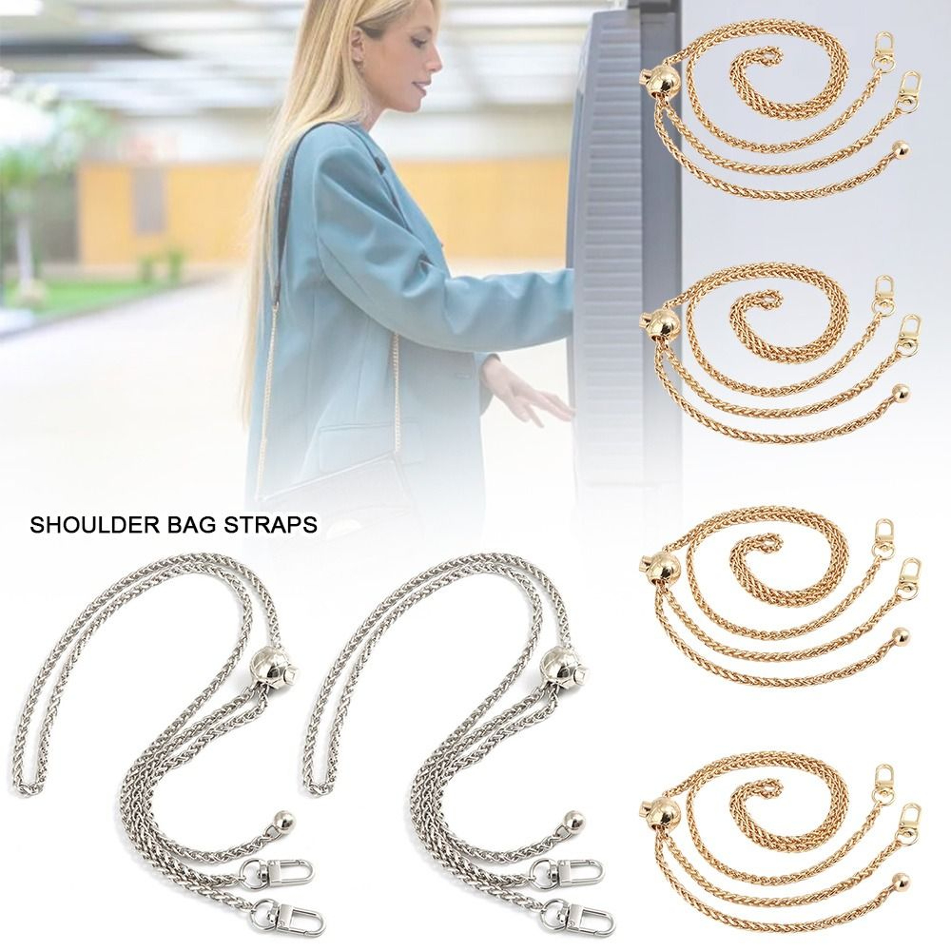 Adjustable Metal Purse Chain Strap Handle for Handbag Shoulder and Crossbody Bags – view 5