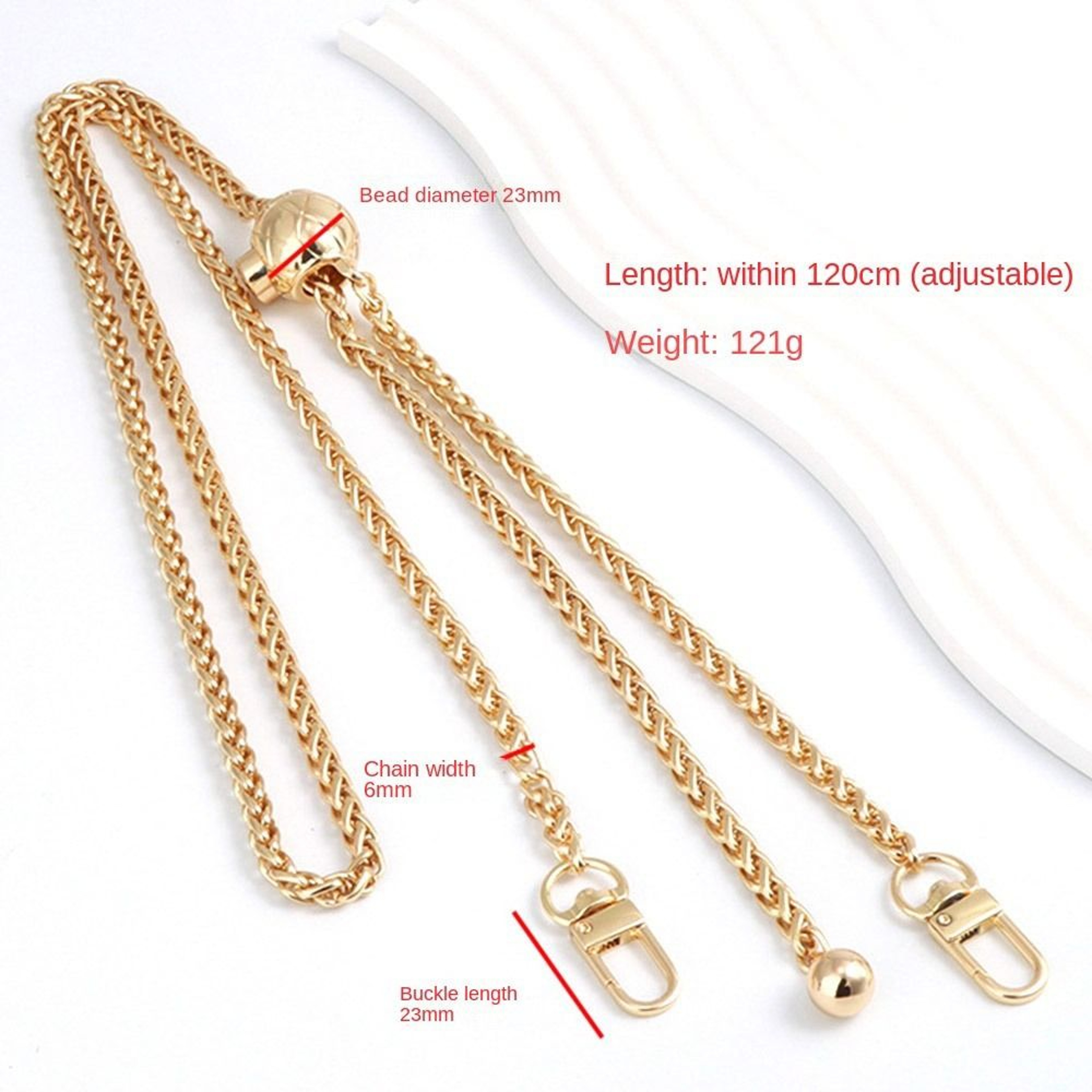 Adjustable Metal Purse Chain Strap Handle for Handbag Shoulder and Crossbody Bags – view 11