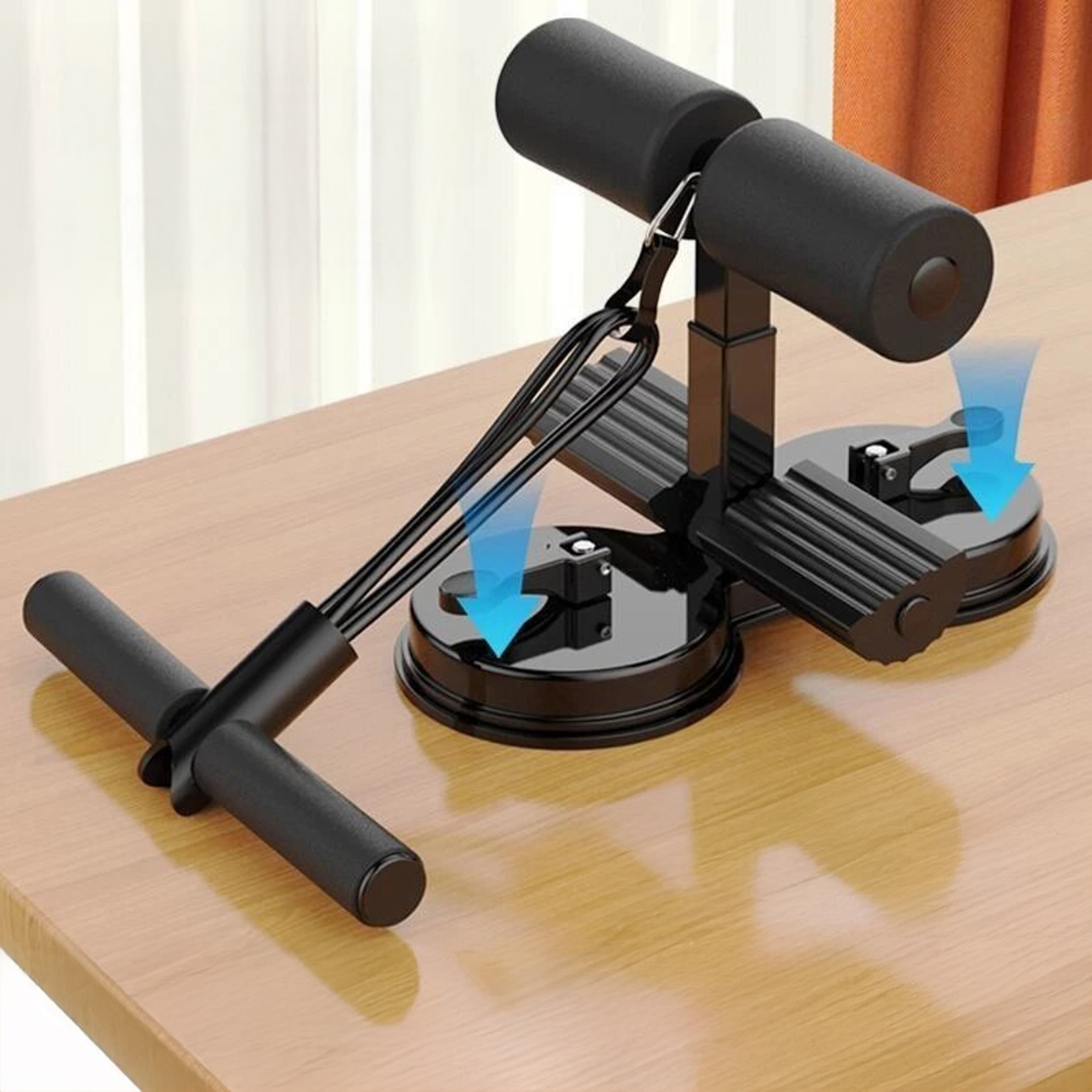 Double Suction Cup AB Trainer Sit Up Assistant With Elastic Resistance Drawstring 1