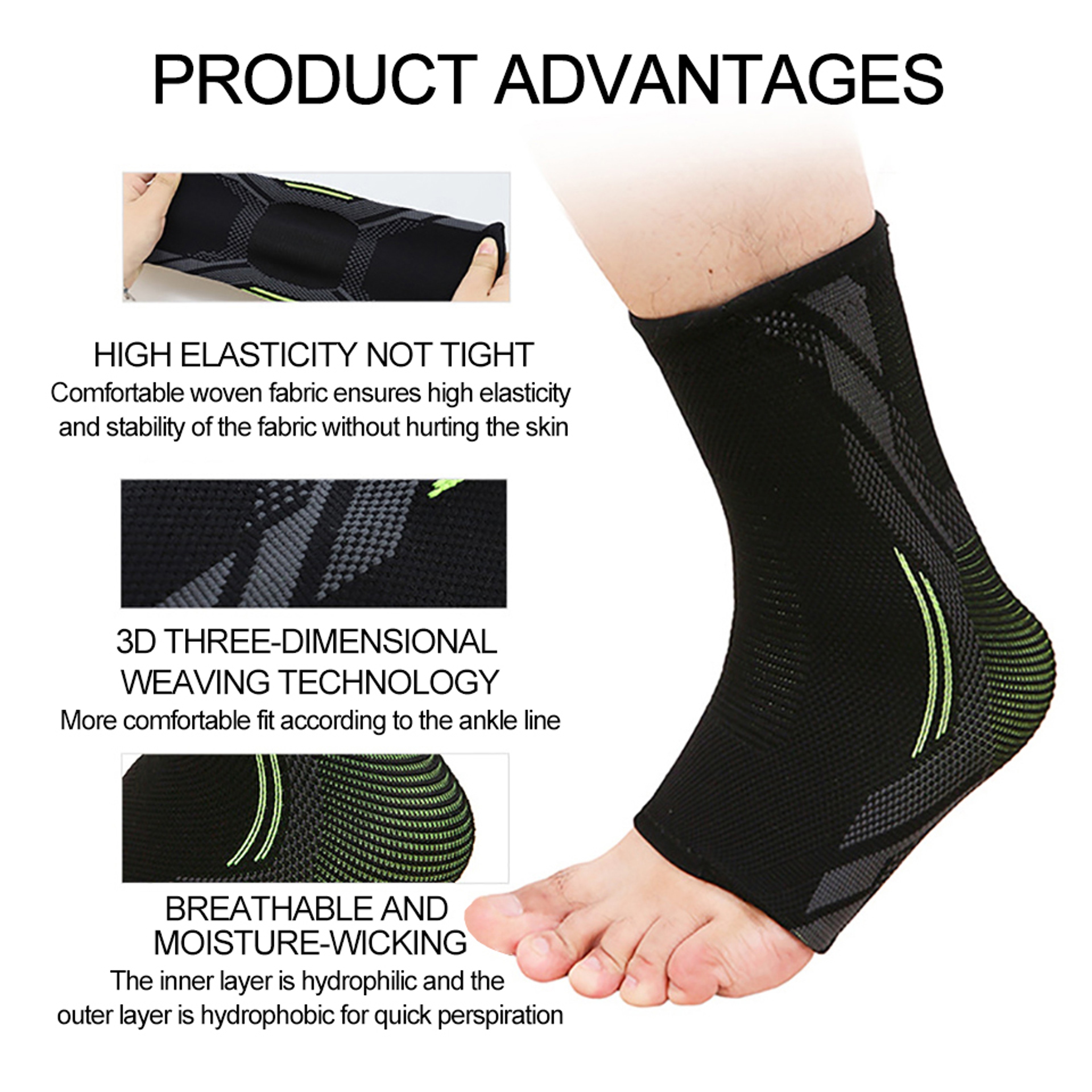 Knitted Ankle Compression Sleeve For Basketball Football Cycling Volleyball And Tennis 3