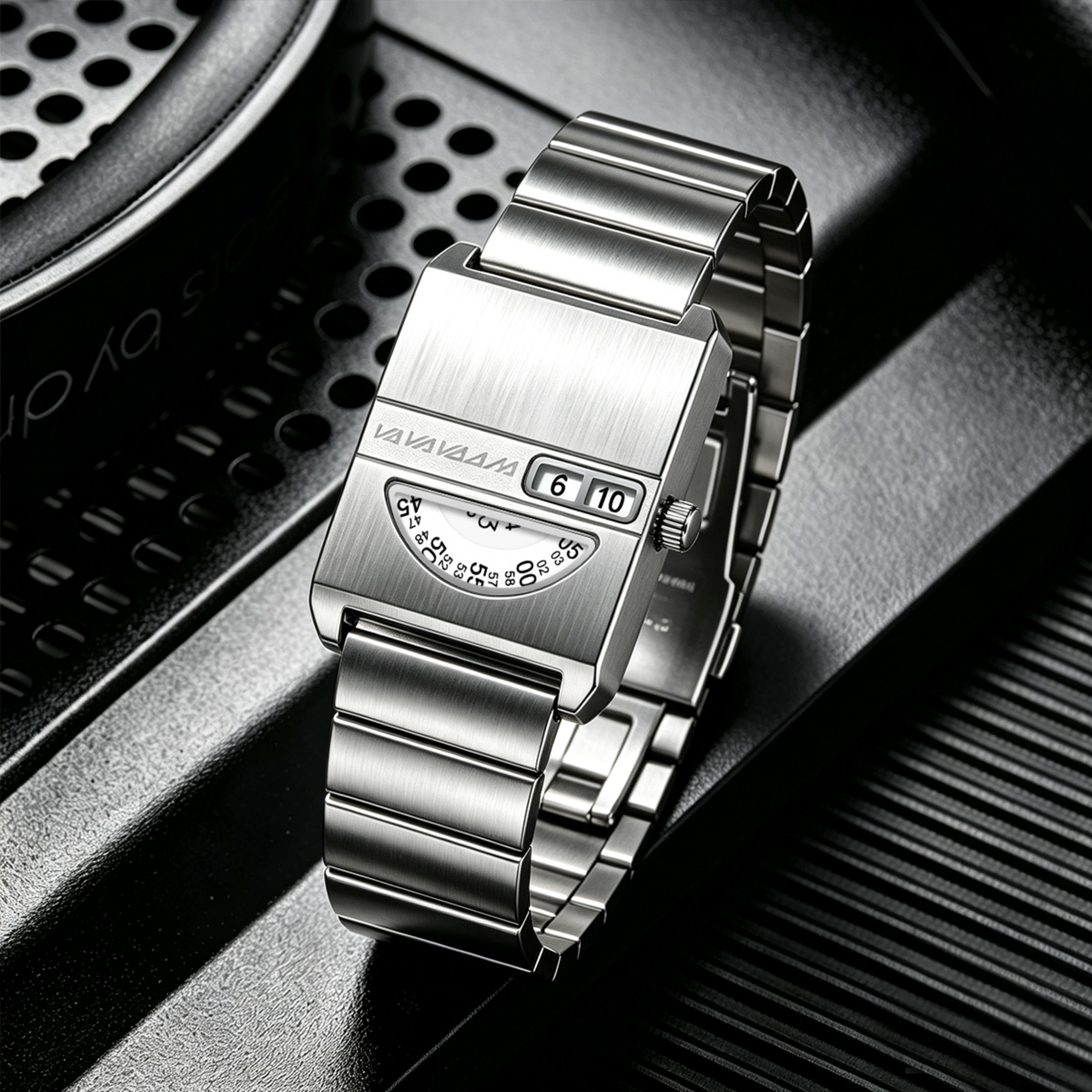 Square Stainless Steel Bracelet Quartz Watch with Rectangular Dial and Hidden Clasp – view 2