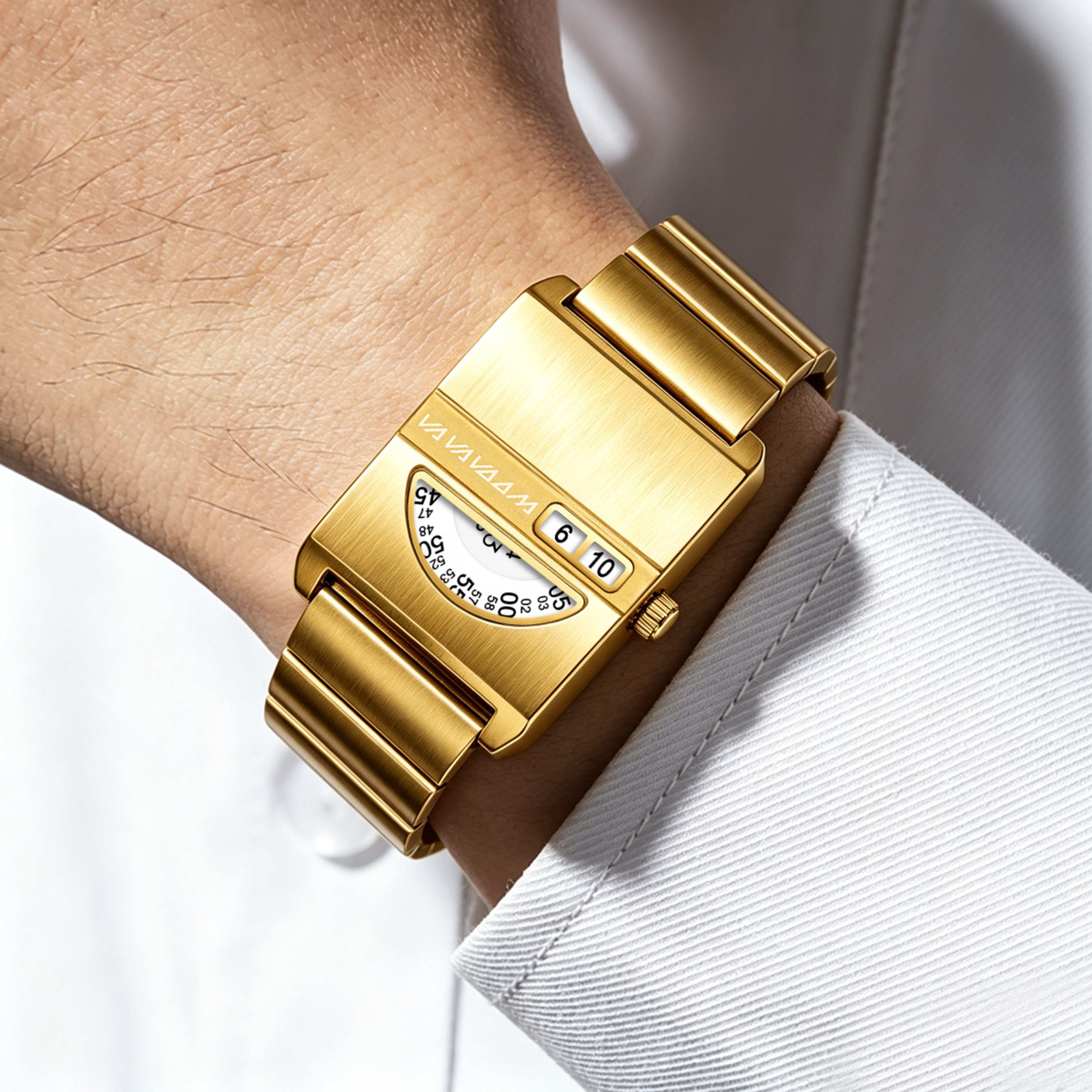 Square Stainless Steel Bracelet Quartz Watch with Rectangular Dial and Hidden Clasp – view 6