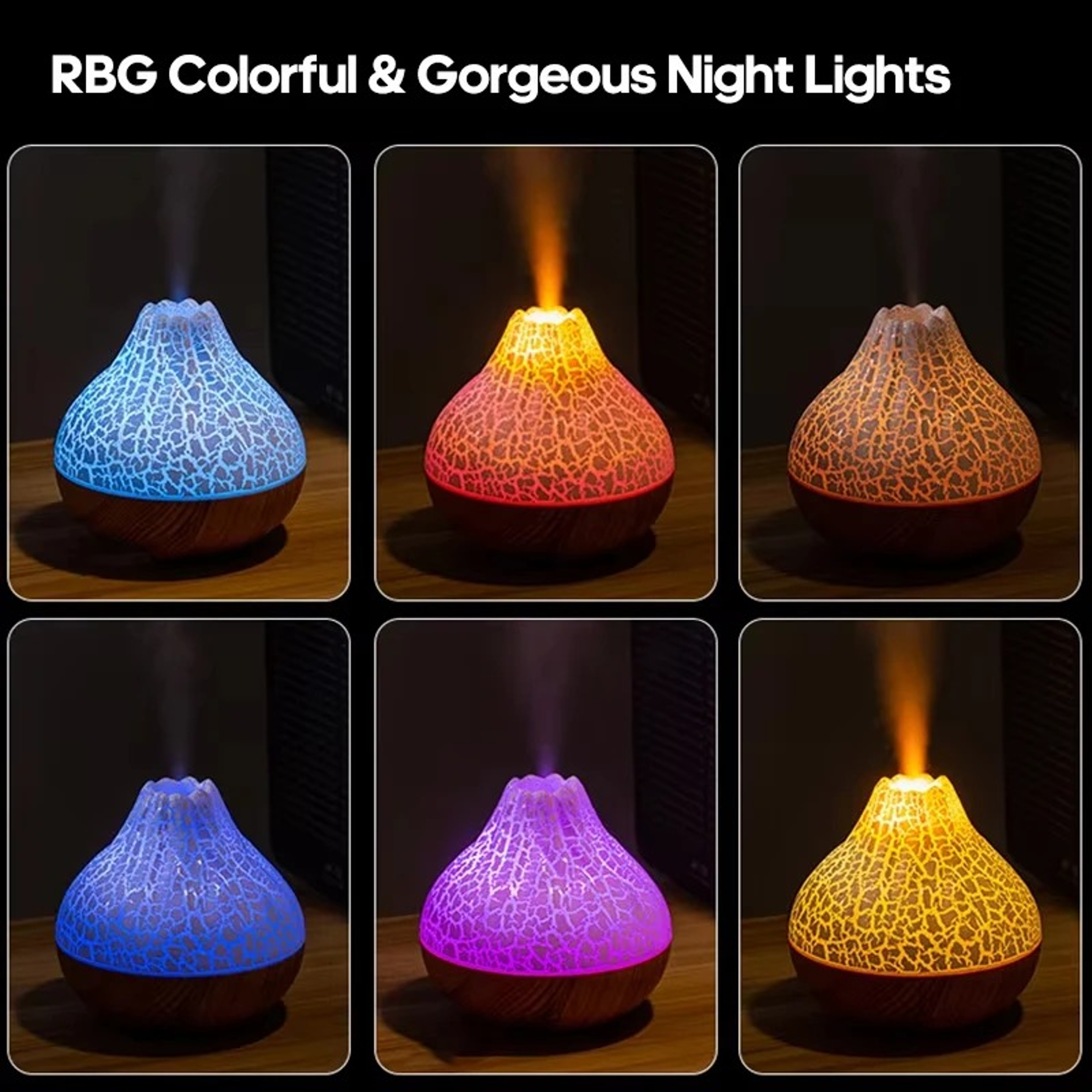 USB Desktop Humidifier With Seven Color Night Light And Auto Shutoff 3