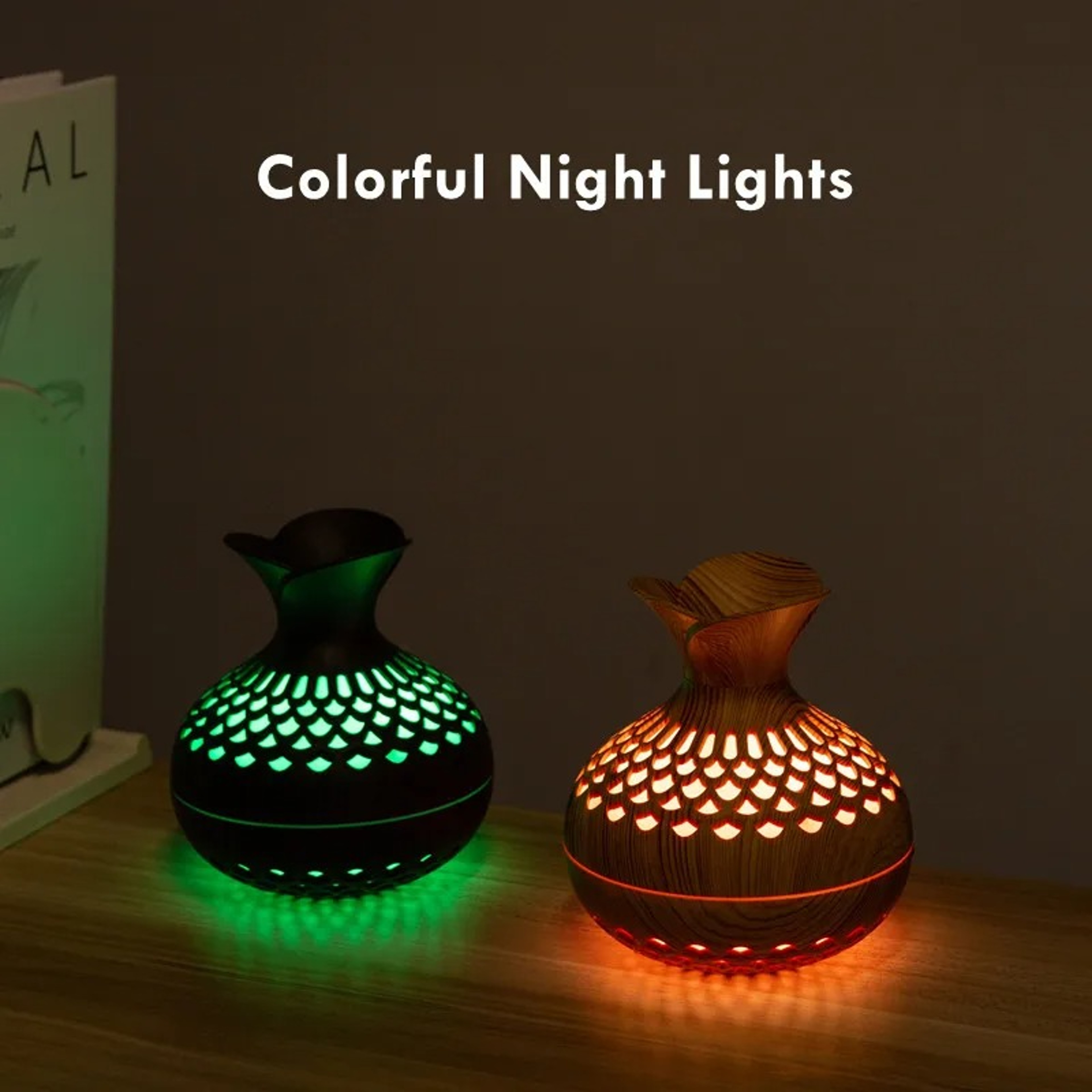 Wood Grain USB Humidifier With Quiet Mist And Water Shortage Auto Shutoff 3