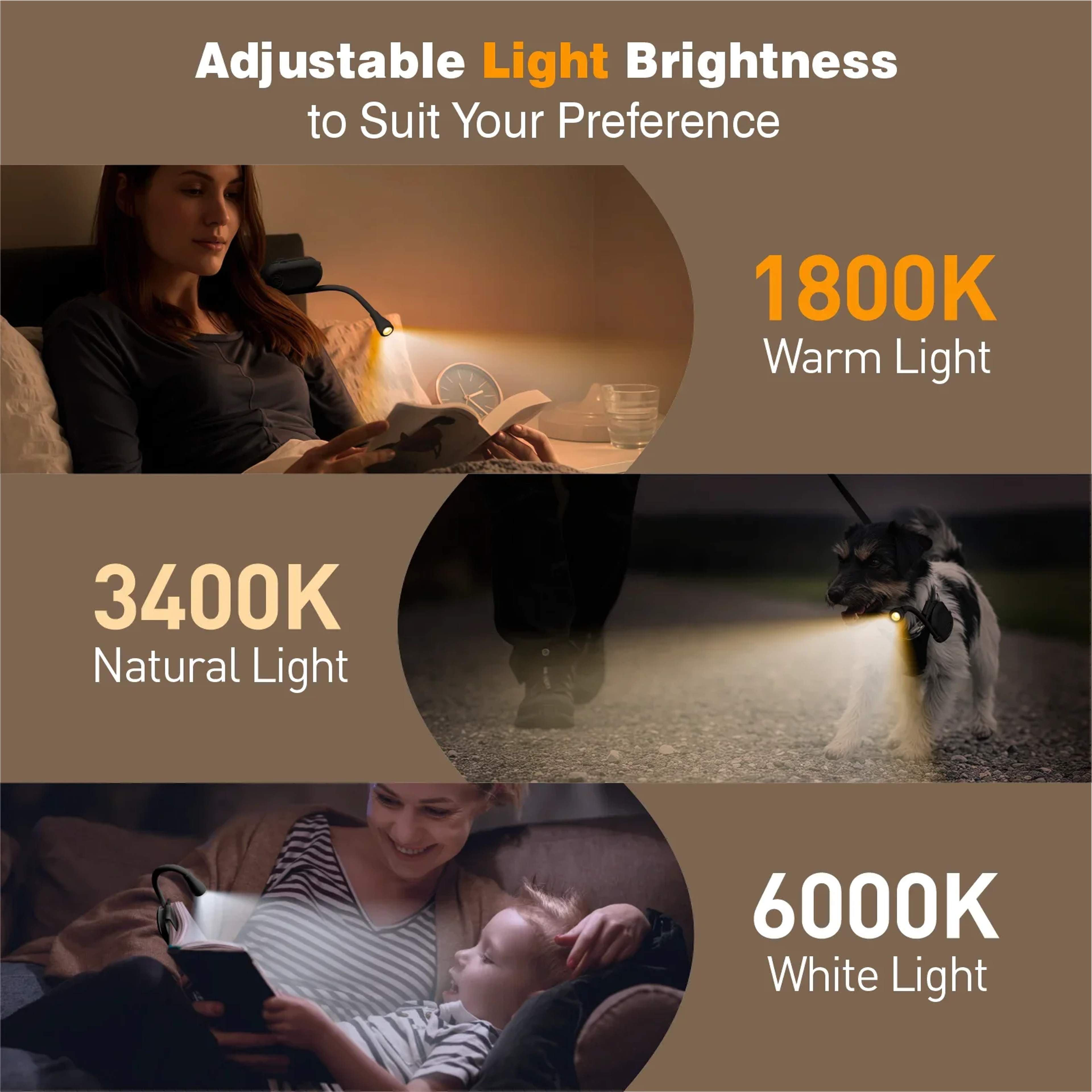 Rechargeable LED Book Reading Light With Three Color Modes And 360 Degree Adjustable Clip 4