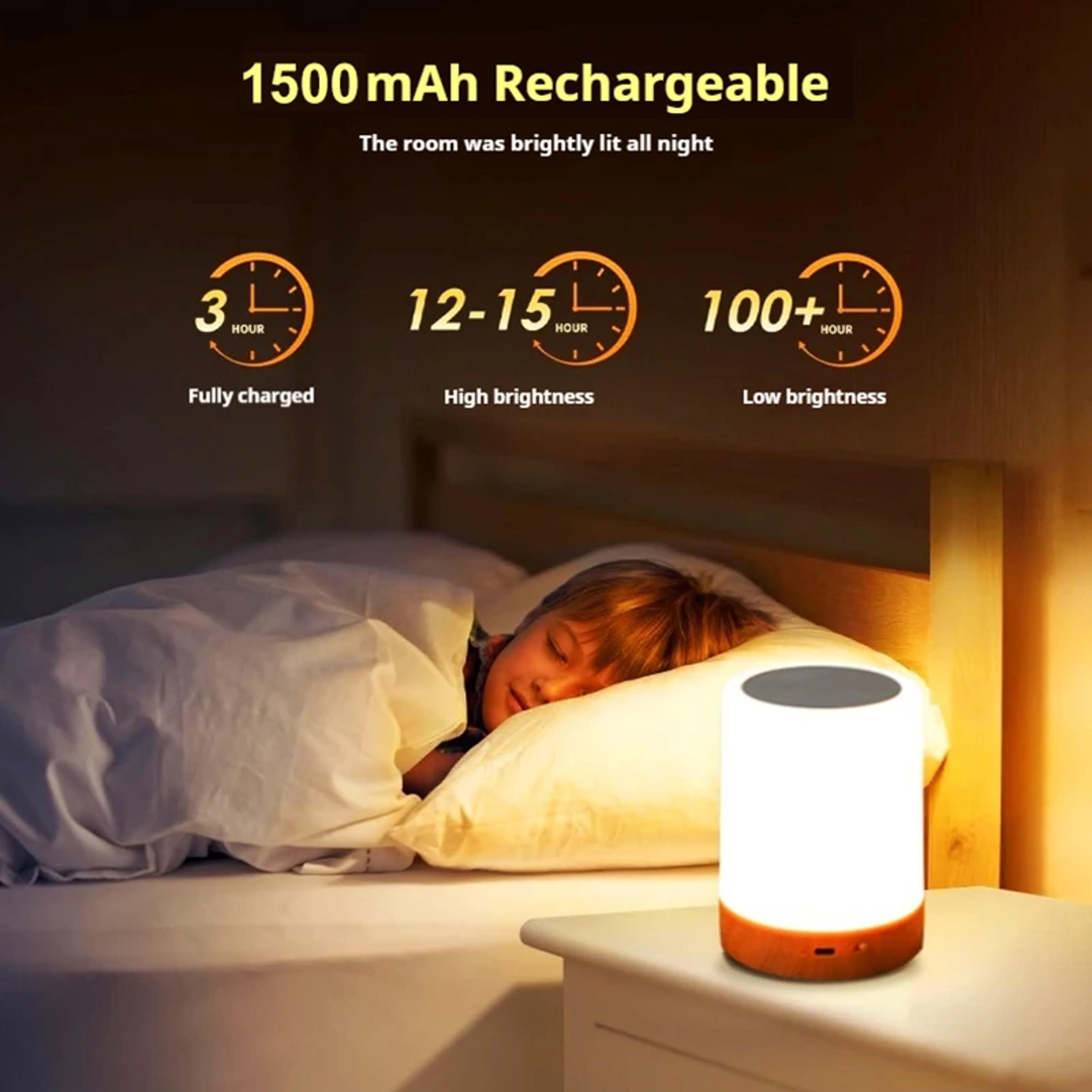 RGB Touch Night Light USB Rechargeable LED Table Lamp 5