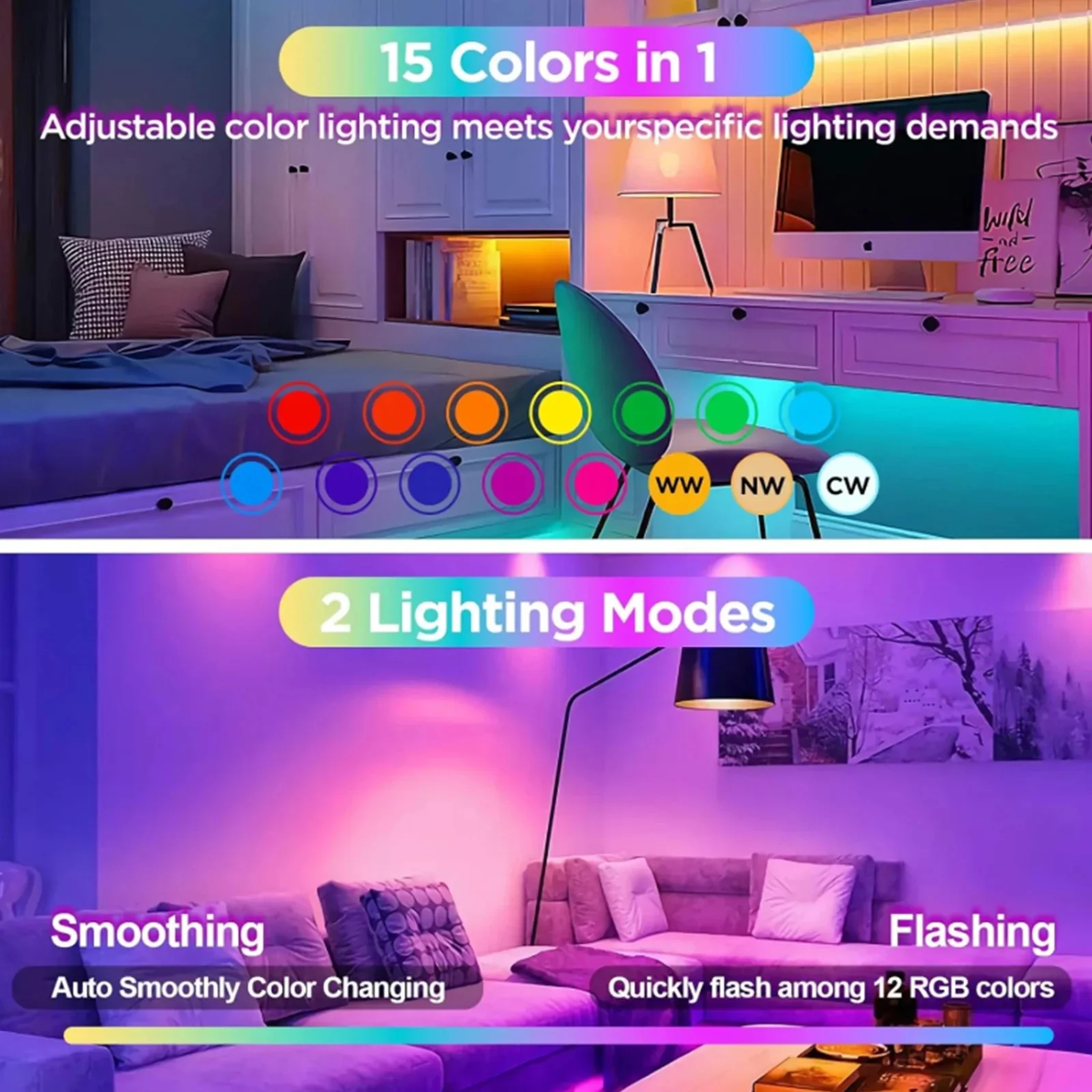 Rechargeable LED Light Bulb With Remote Control RGB Colors Dimming And Timer 3